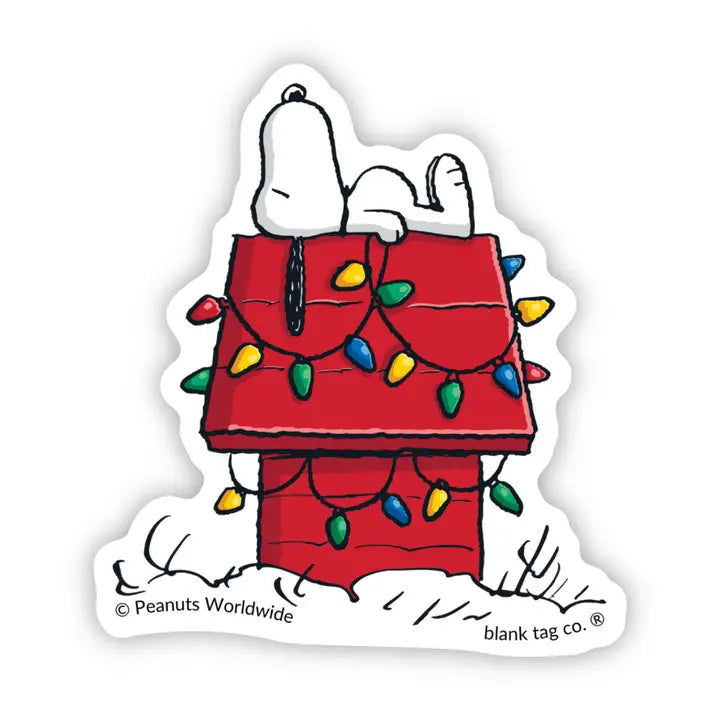 Peanuts® Snoopy On His Dog House (Christmas Edition) Waterproof Sticker