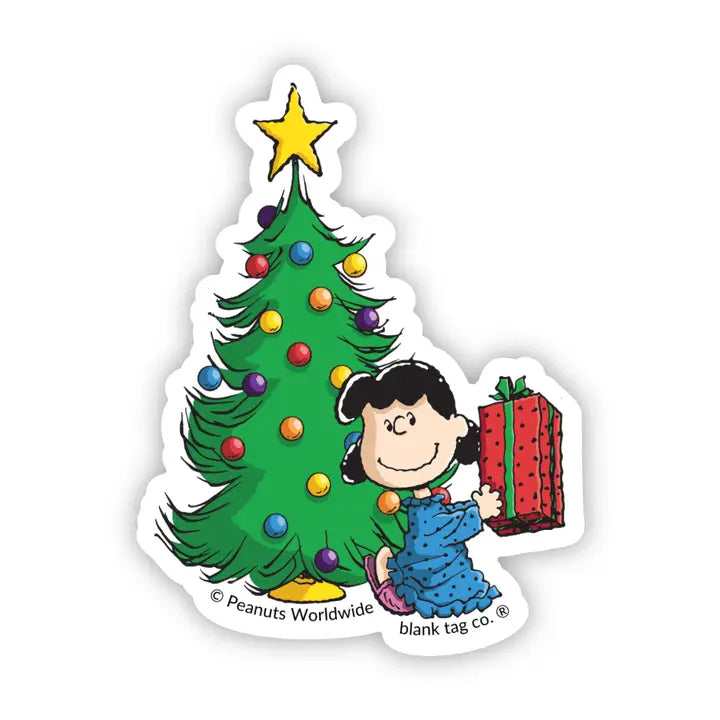 Peanuts® Lucy With A Gift Waterproof Sticker