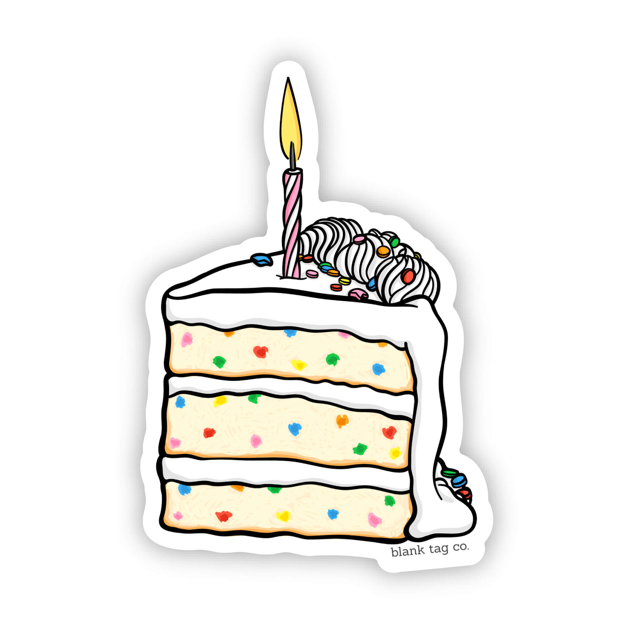 Blank Tag Co.® Waterproof Slice of Birthday Cake Sticker