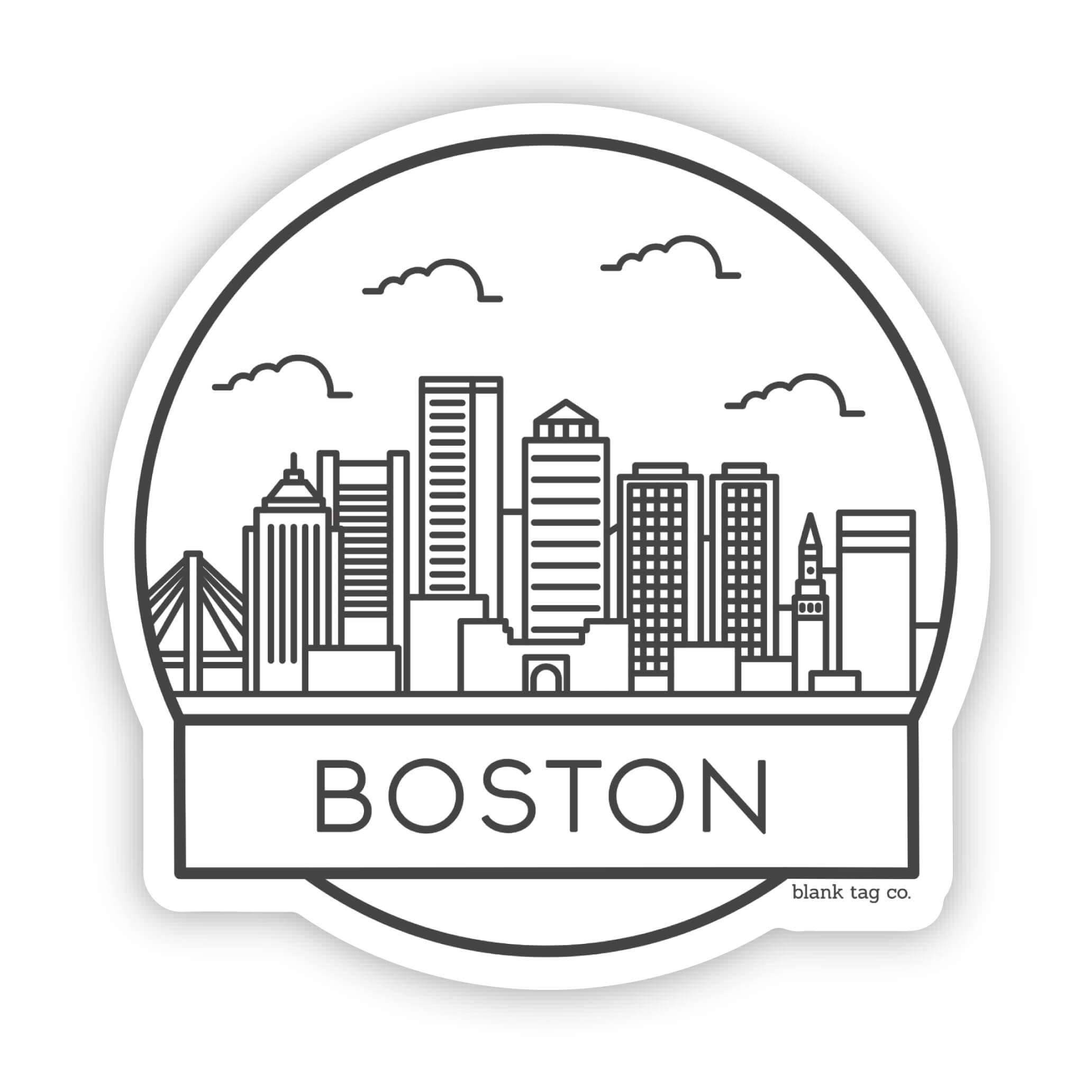 Blank Tag Co.® Waterproof Boston Cityscape Sticker