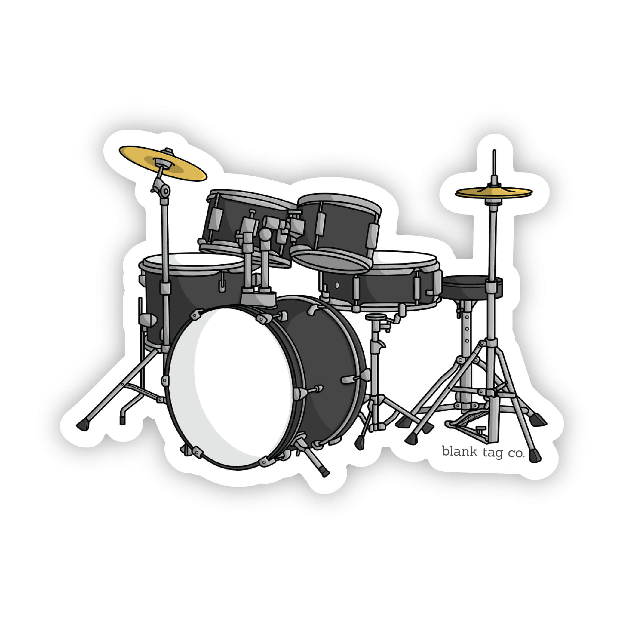 Blank Tag Co.® Drum Set Waterproof Sticker