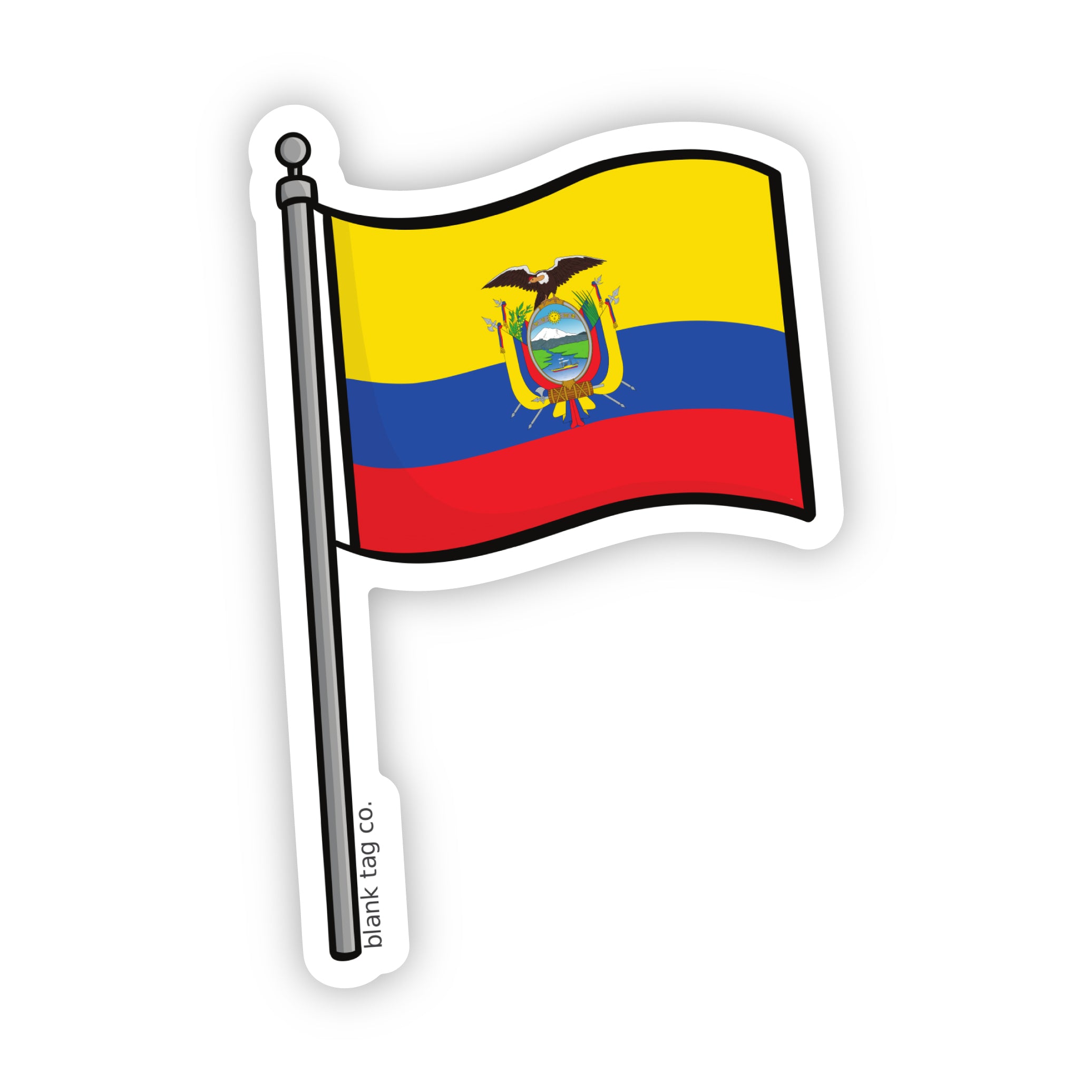 Blank Tag Co.® Ecuador Flag Waterproof Sticker