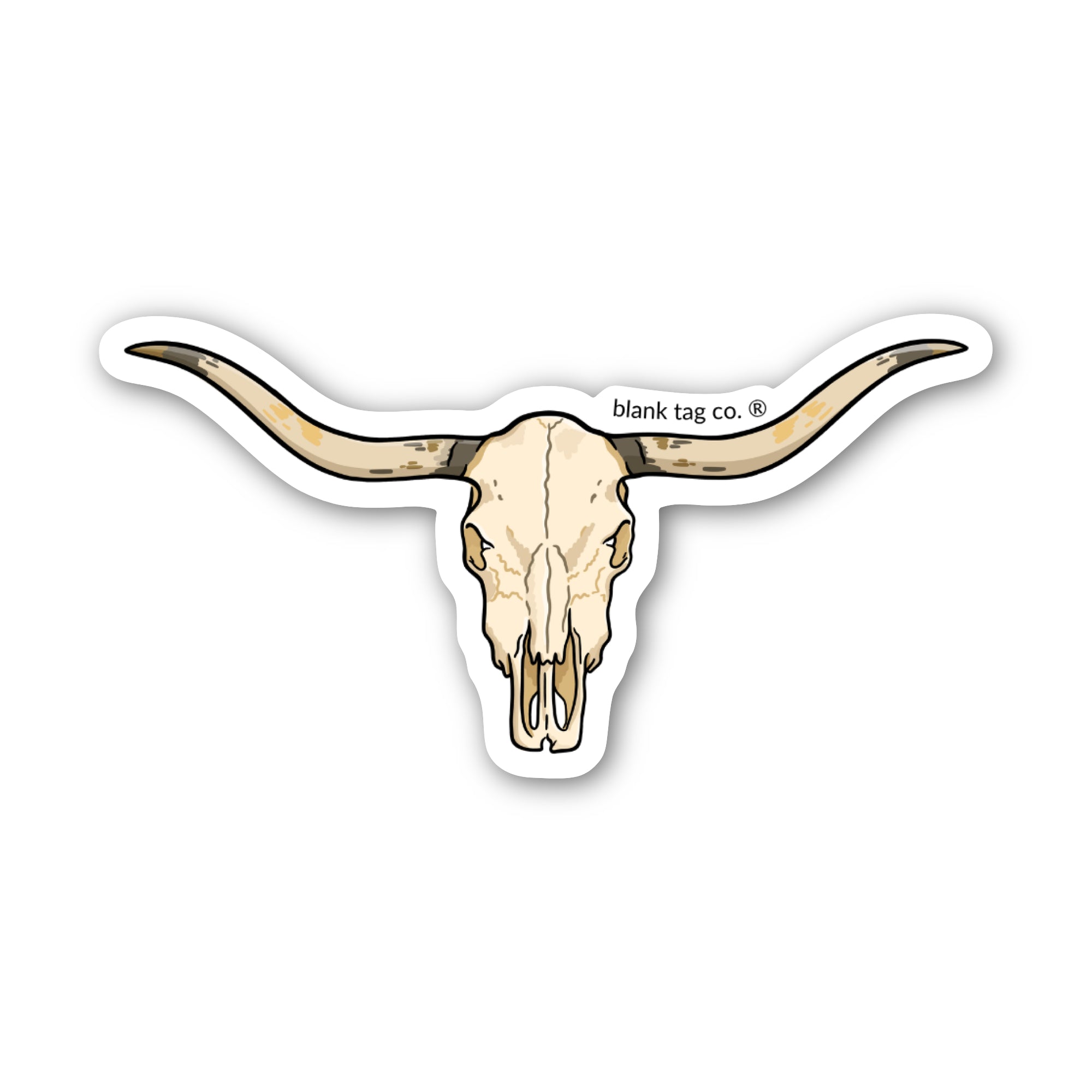Blank Tag Co.® Waterproof Sticker - Long Horn Skull