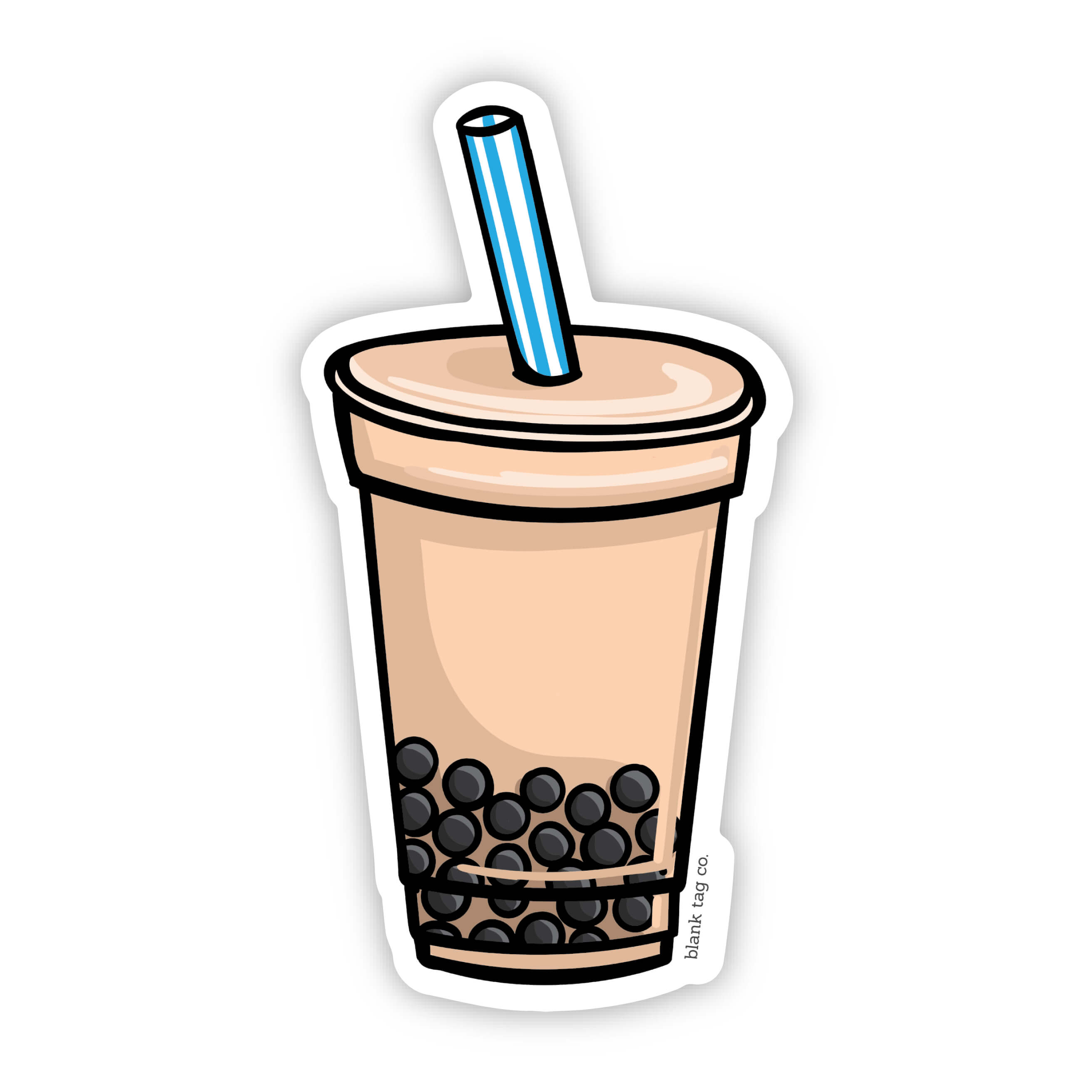Blank Tag Co.Ā® Waterproof Milk Tea With Boba Sticker