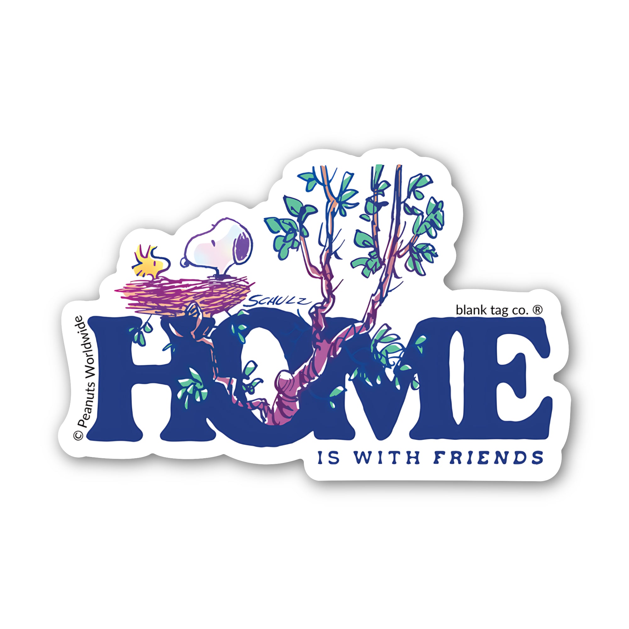 Peanuts® Waterproof Sticker - Home Is With Friends