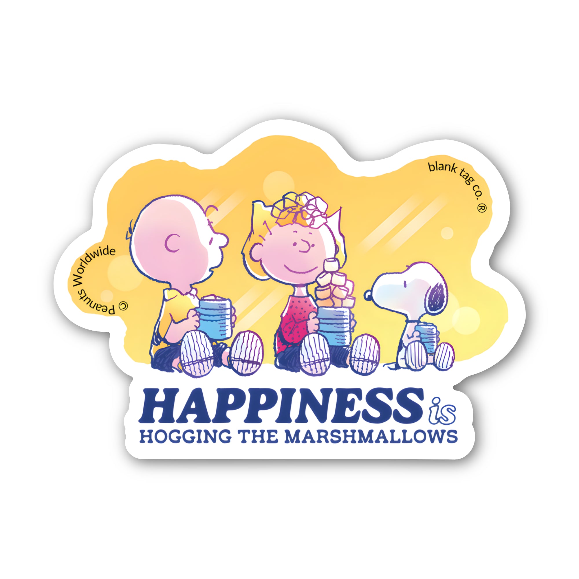 Peanuts® Waterproof Sticker - Happiness Is Hogging The Marshmallows