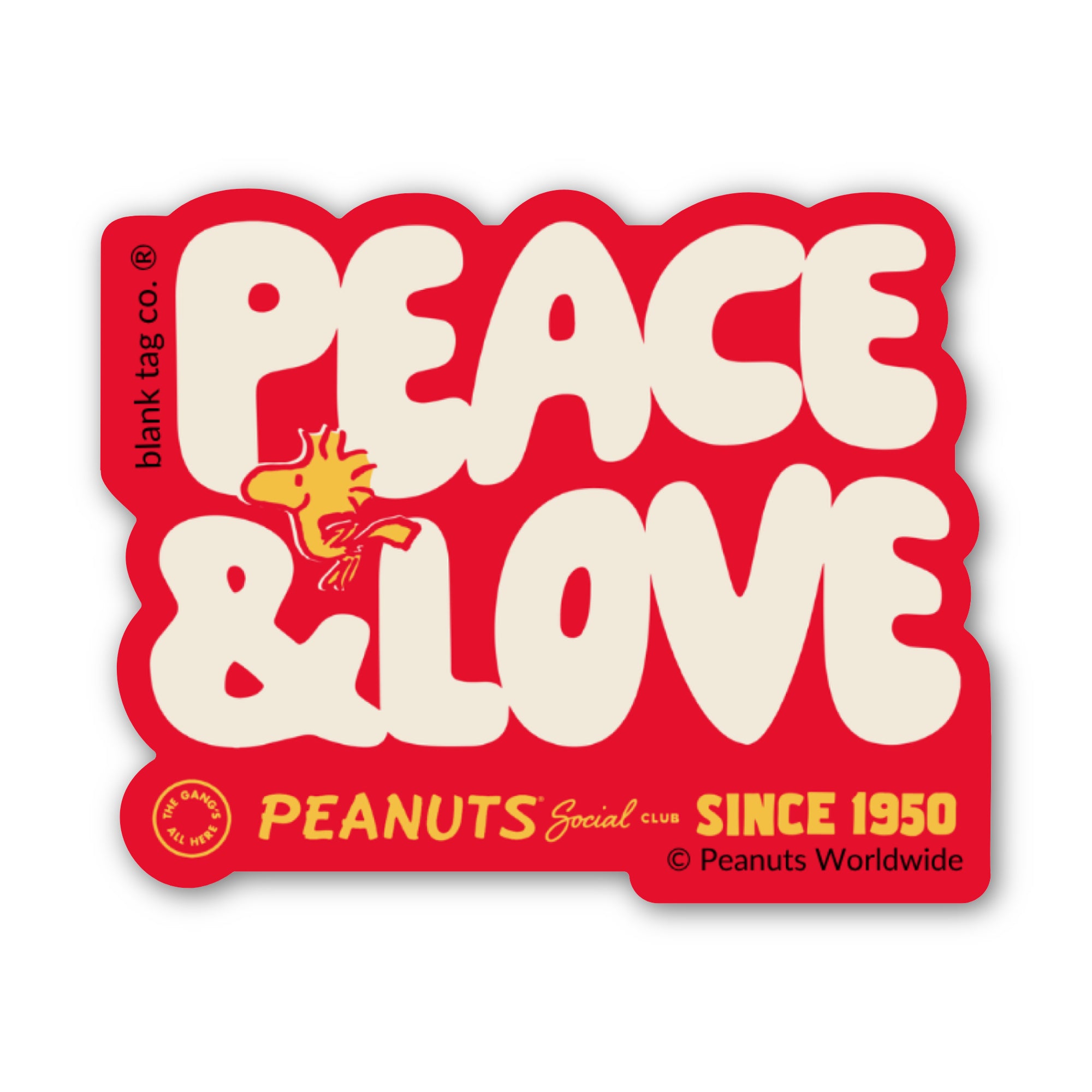 Peanuts® Waterproof Sticker - Peace and Love
