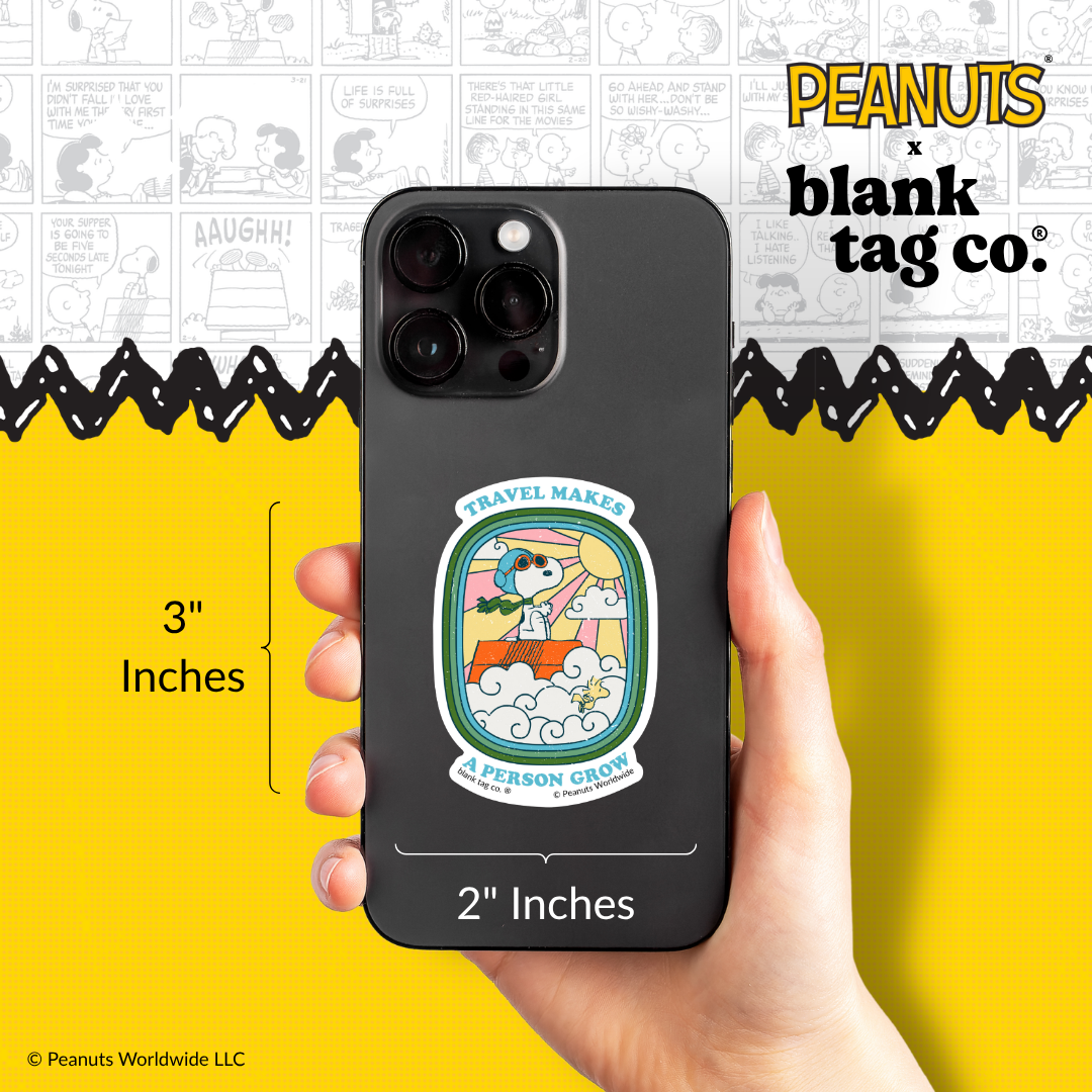 Peanuts® Waterproof Sticker - Travel Makes A Person Grow