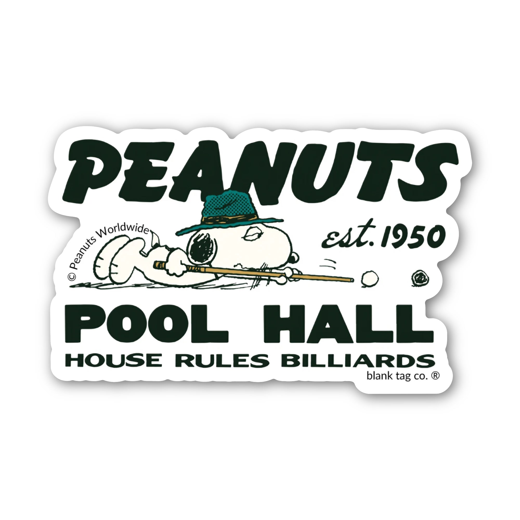 Peanuts® Waterproof Sticker - Peanuts Pool Hall