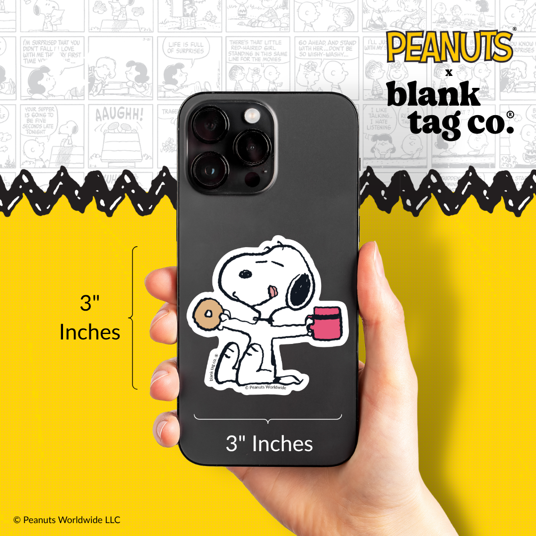 Peanuts® Waterproof Sticker - Snoopy With A Donut And Coffee
