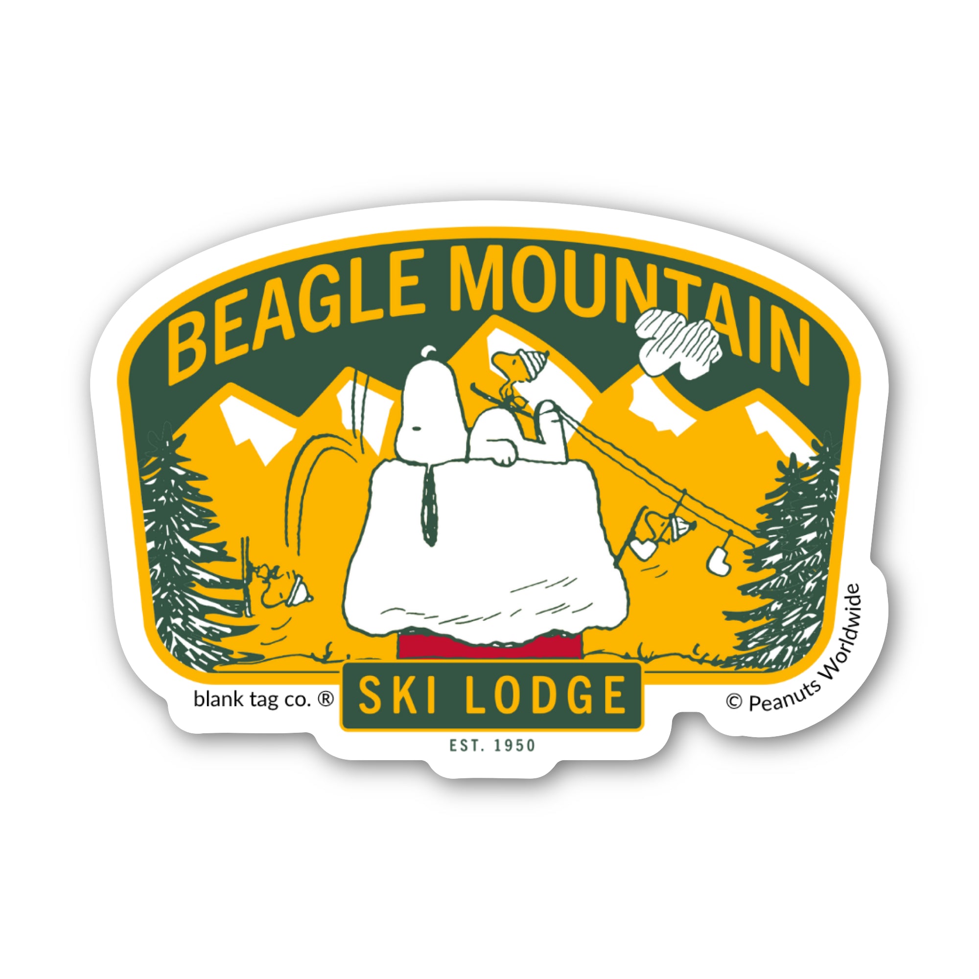 Peanuts® Waterproof Sticker - Beagle Mountain Ski Lodge
