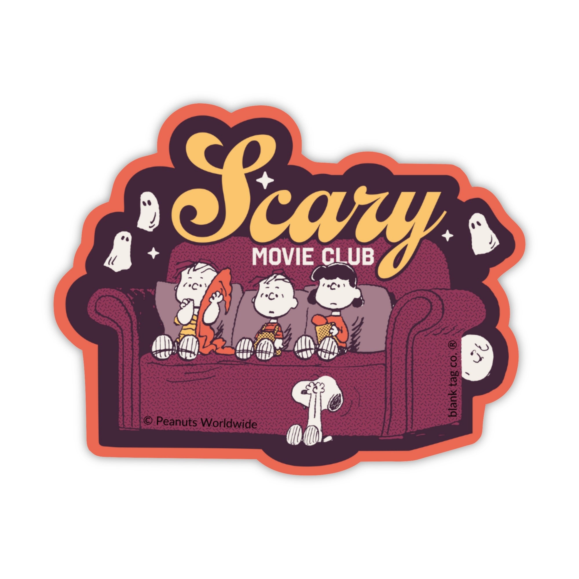 Peanuts® Waterproof Sticker - Scary Movie Club