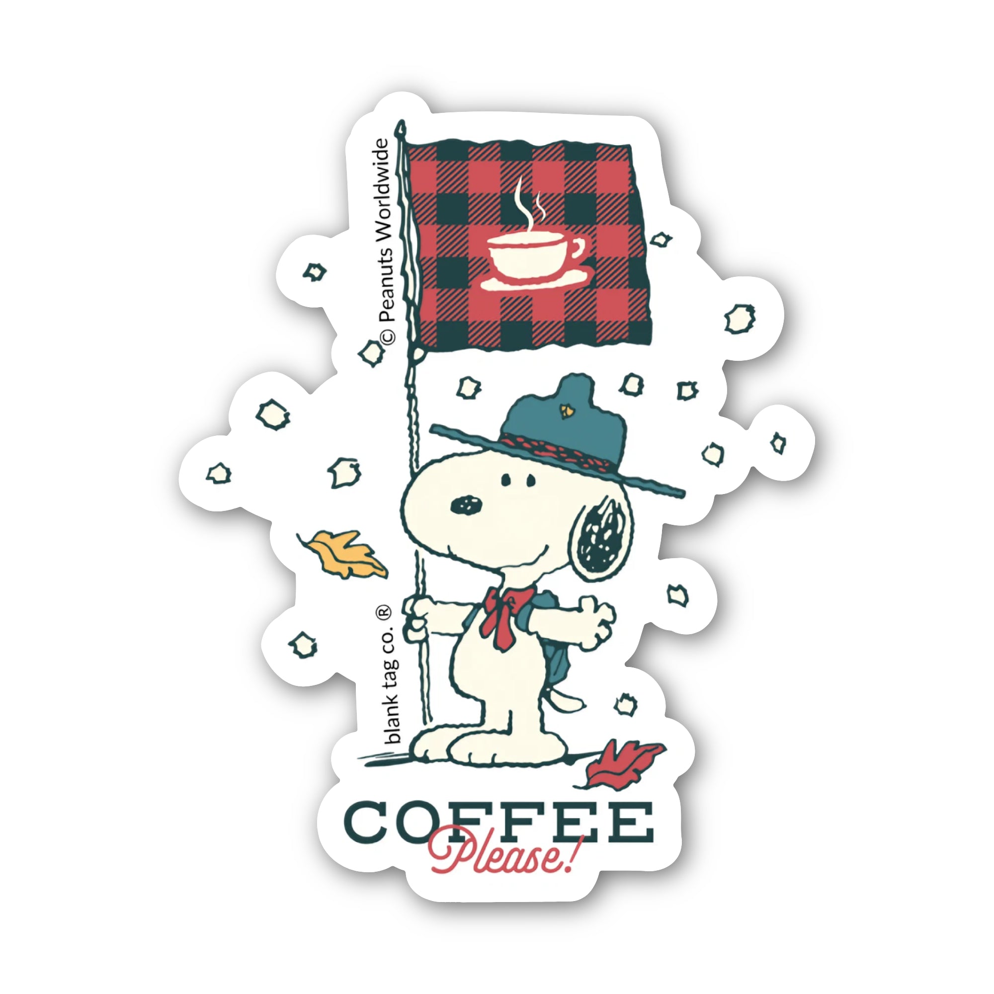 Peanuts® Waterproof Sticker - Coffee Please!
