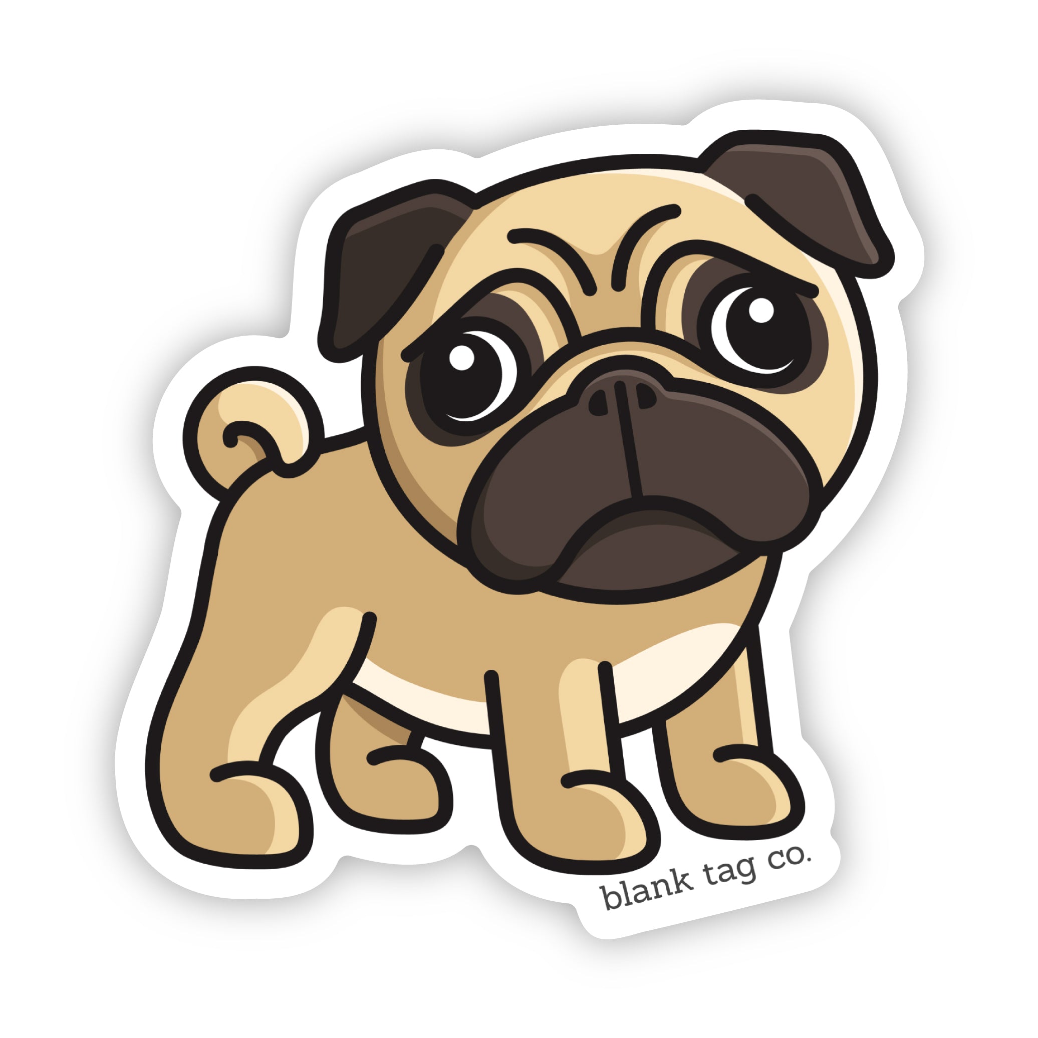 Blank Tag Co.® Pug Waterproof Sticker