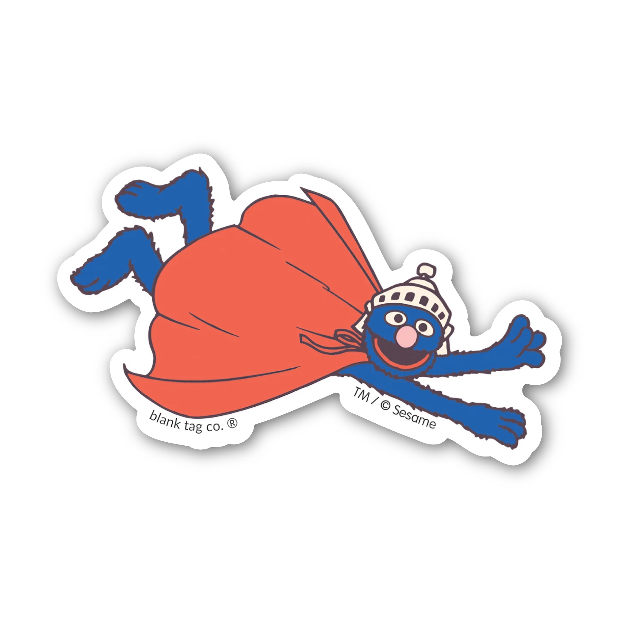 Sesame Street® Waterproof Sticker - Super Grover Flying Sideways