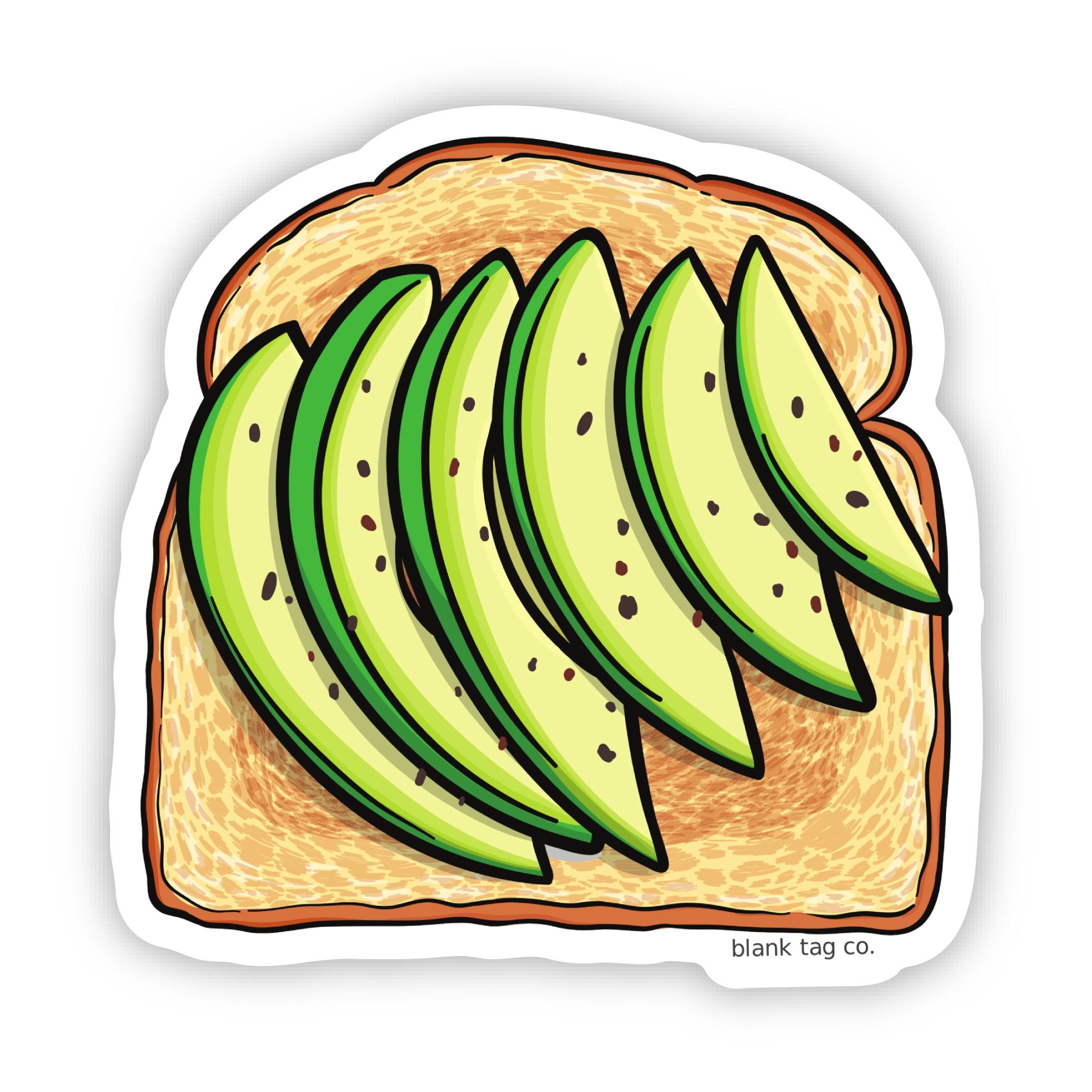 Blank Tag Co.® Waterproof Sticker - Sliced Avocado Toast