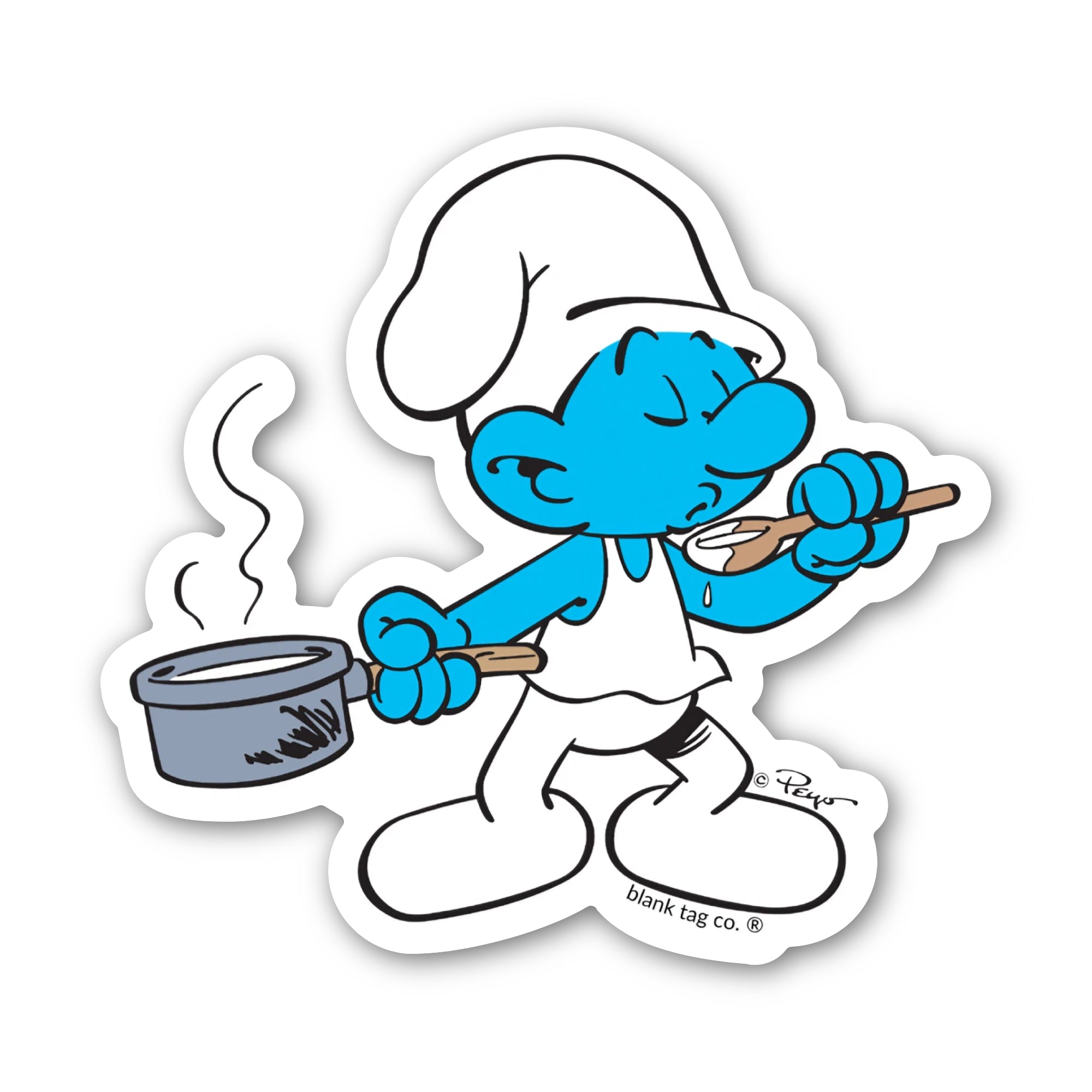 Smurfs® Waterproof Sticker - Chef Smurf With A Sauce Pan