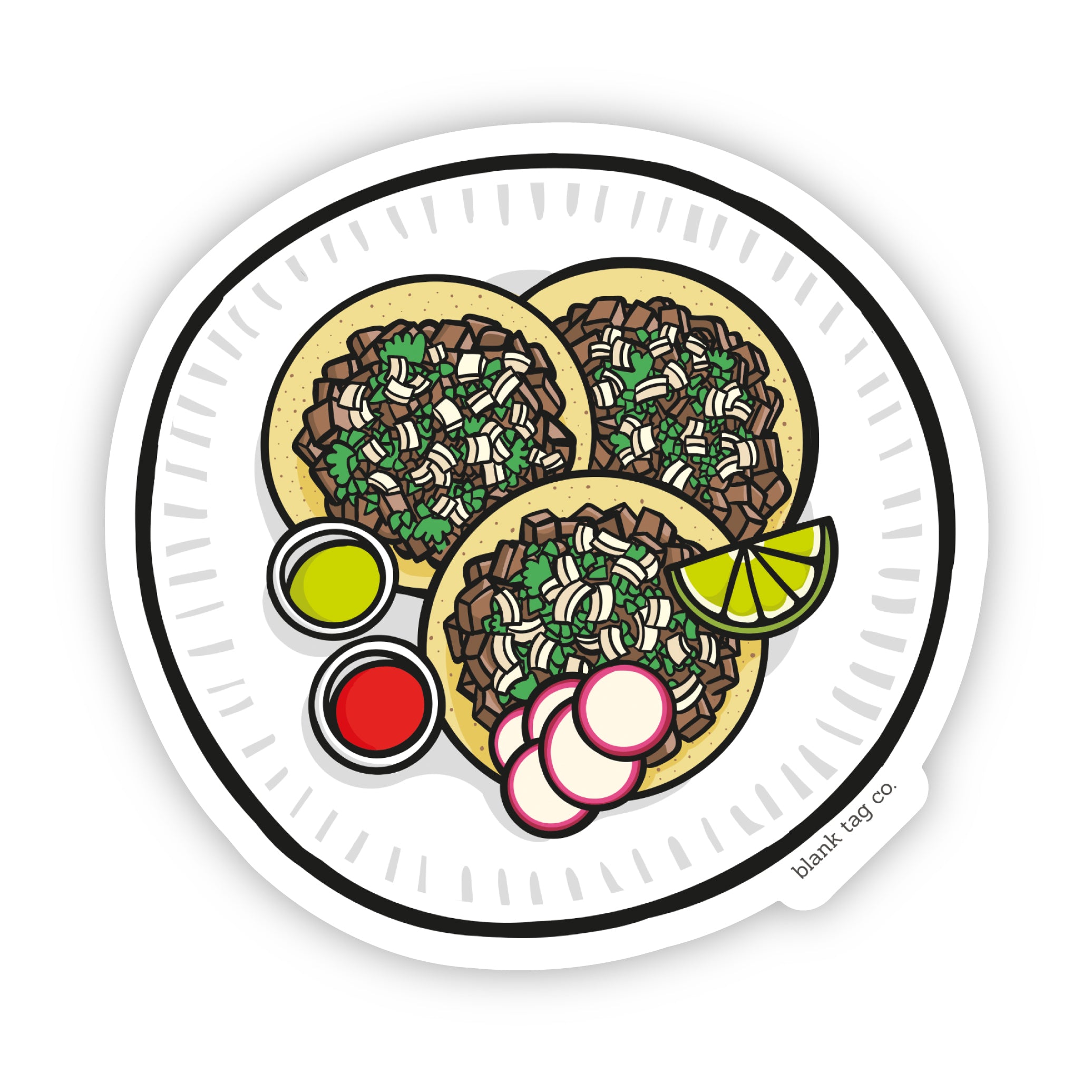 Blank Tag Co.Ā® Waterproof Tacos De Asada Sticker