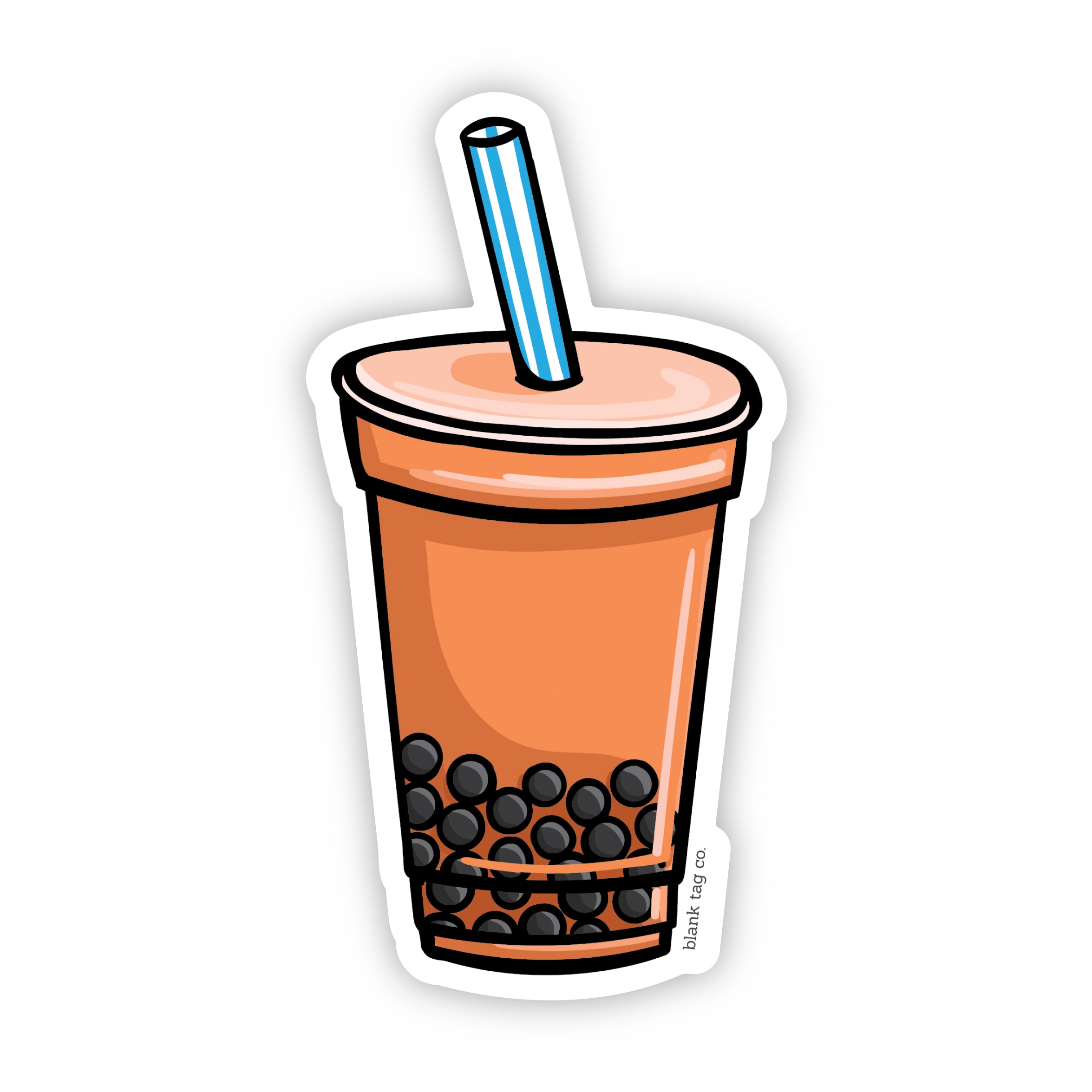 Blank Tag Co.® Thai Tea With Boba Waterproof Sticker