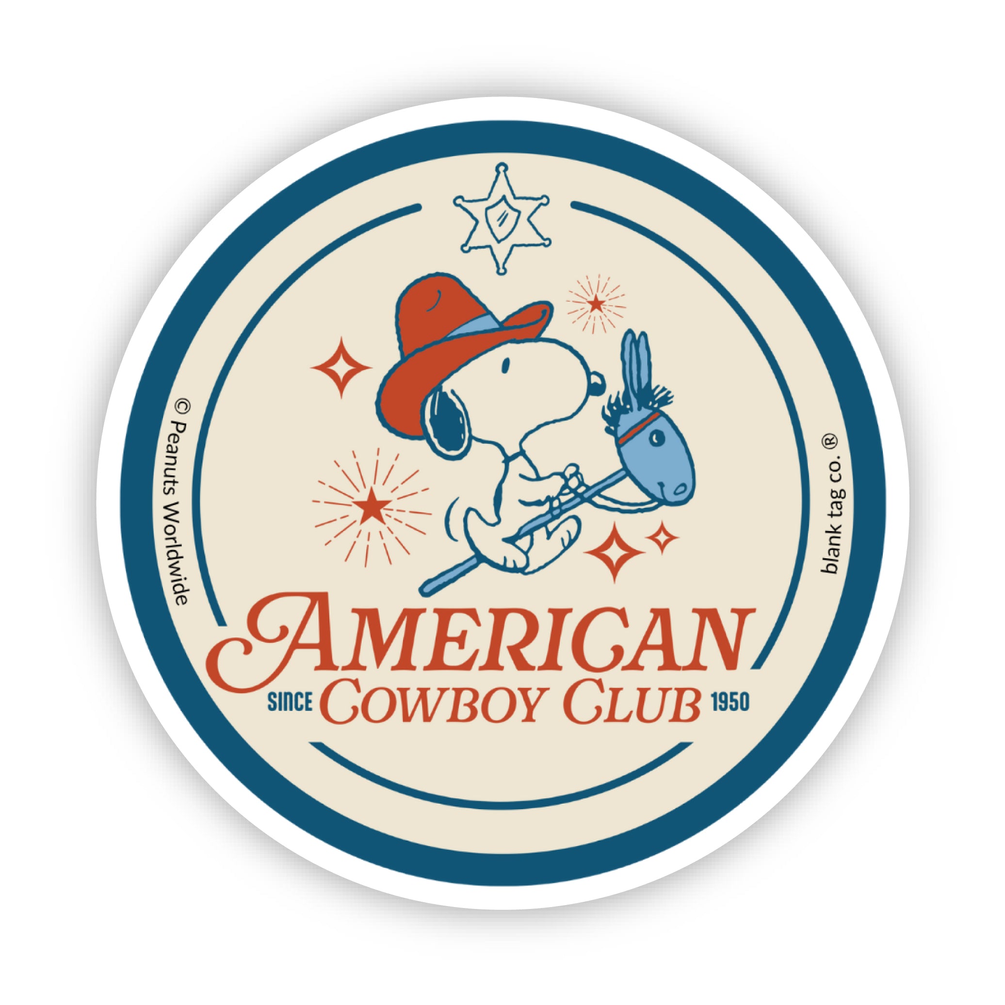 Peanuts® American Cowboy Club Waterproof Sticker