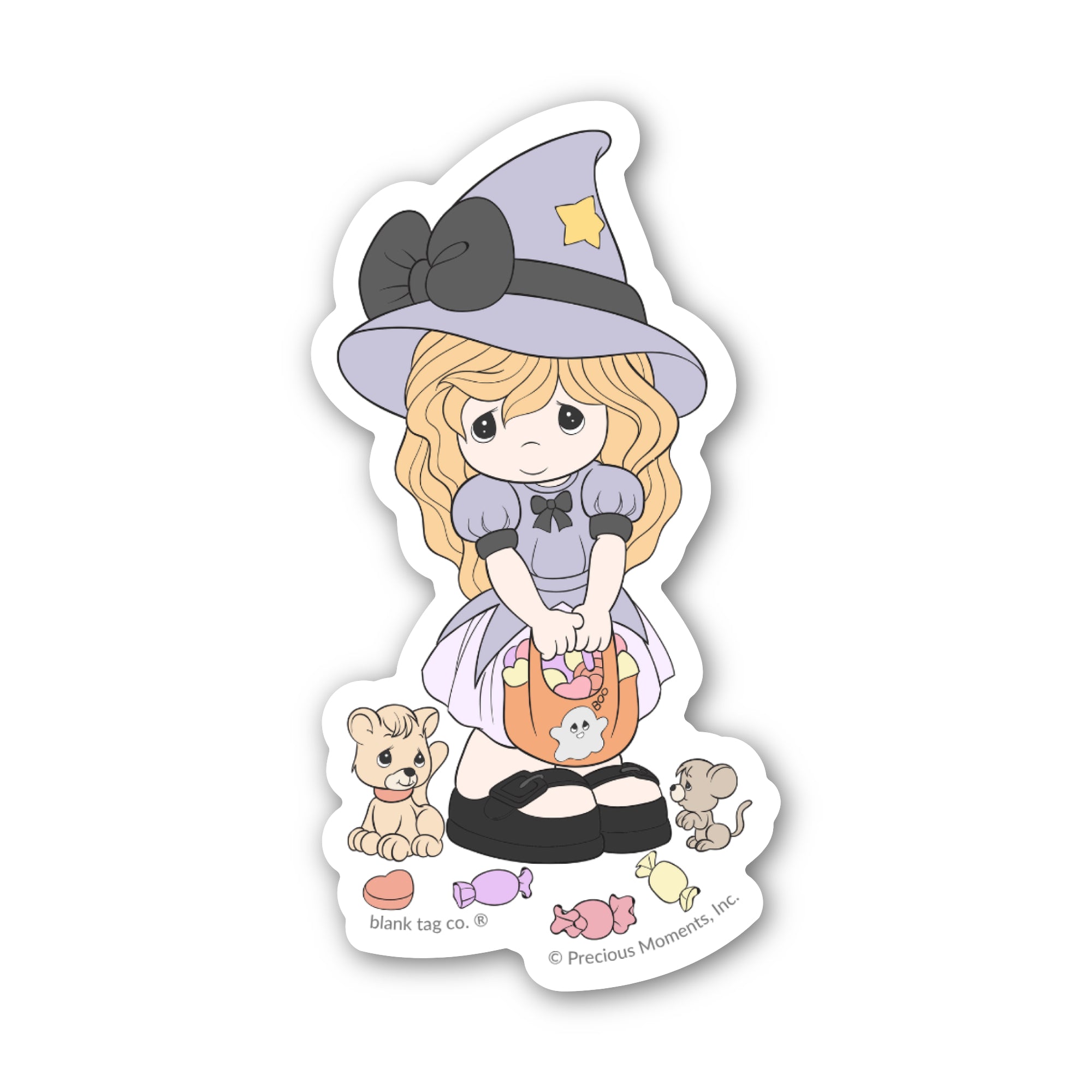 Precious MomentsĀ® Girl In A Witch Costume Sticker