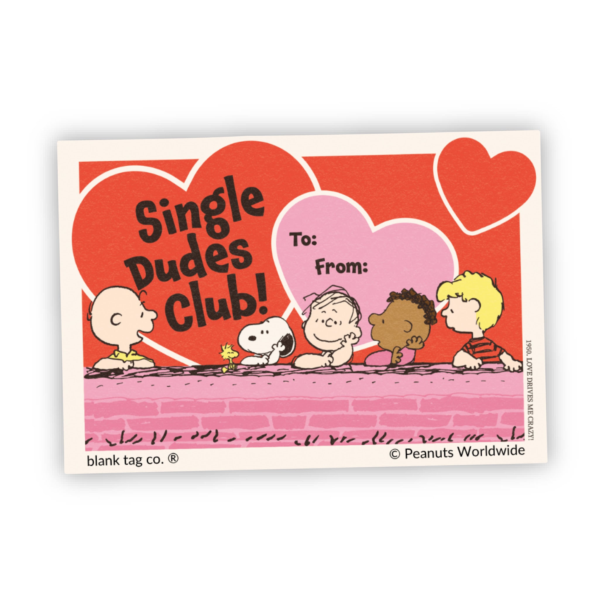 Peanuts® Group of Single Dudes Club Waterproof Sticker