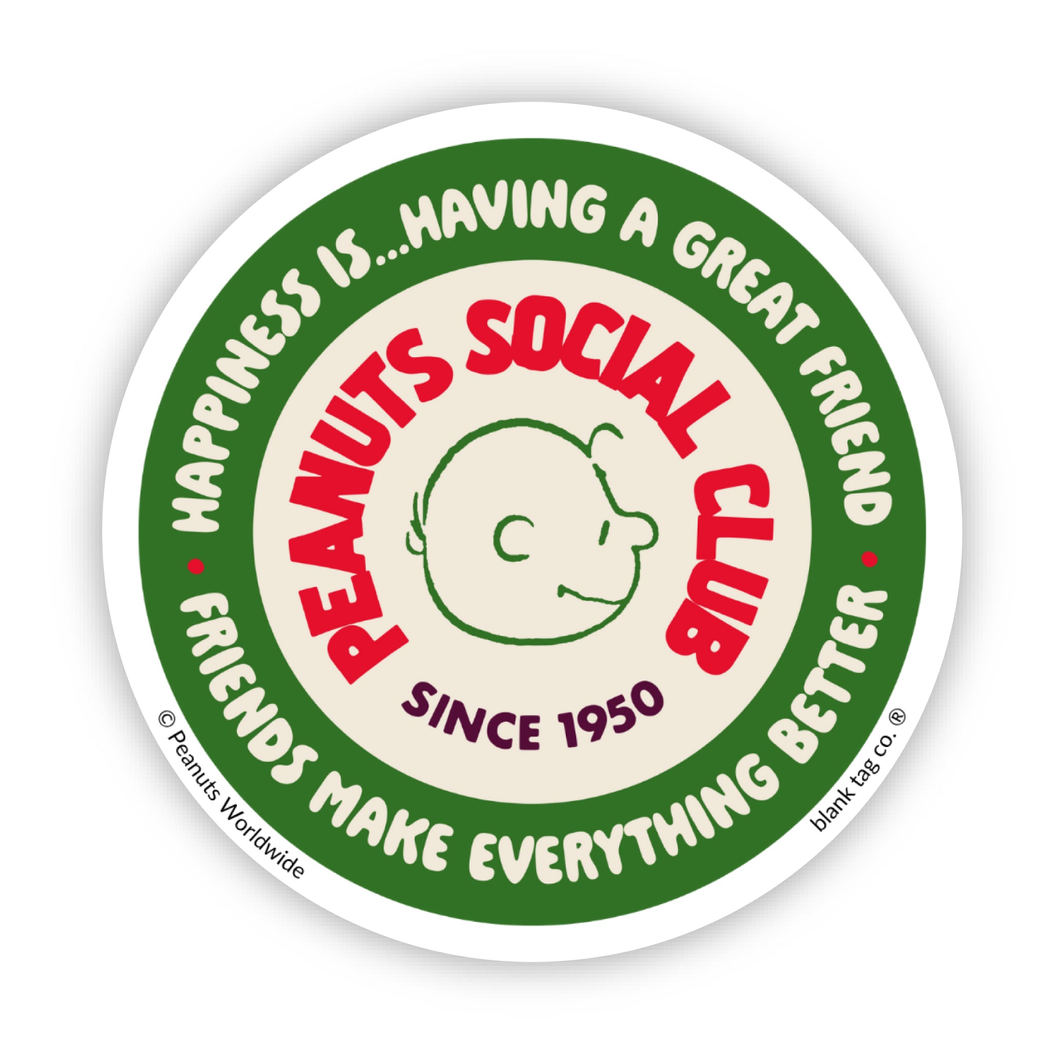 Peanuts® Happiness Is Having A Great Friend Waterproof Sticker