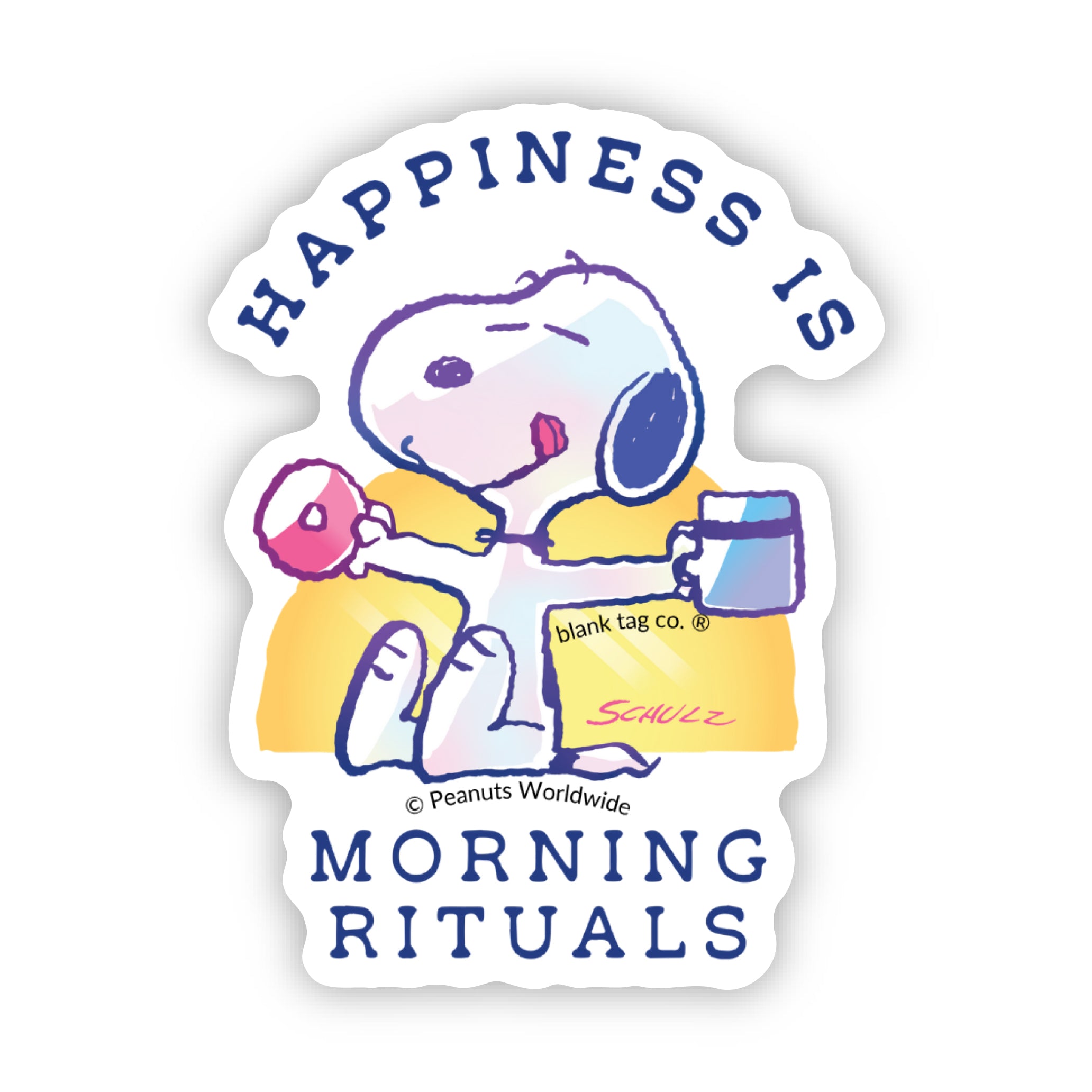Peanuts® Happiness Is Morning Rituals Waterproof Sticker
