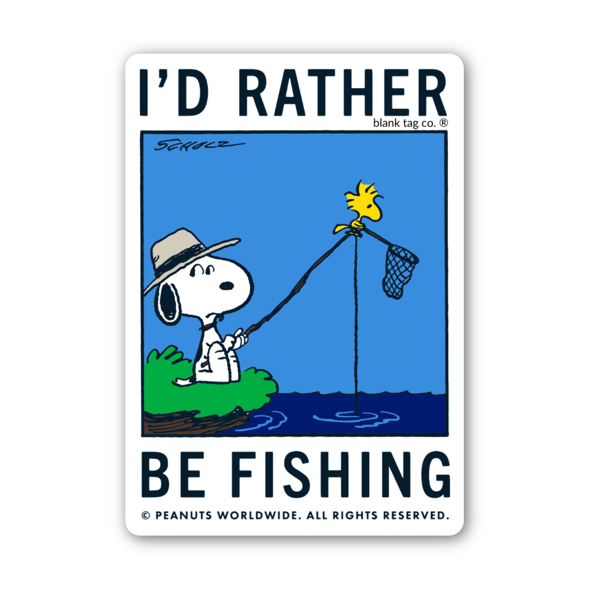 Peanuts® I'd Rather Be Fishing Waterproof Sticker