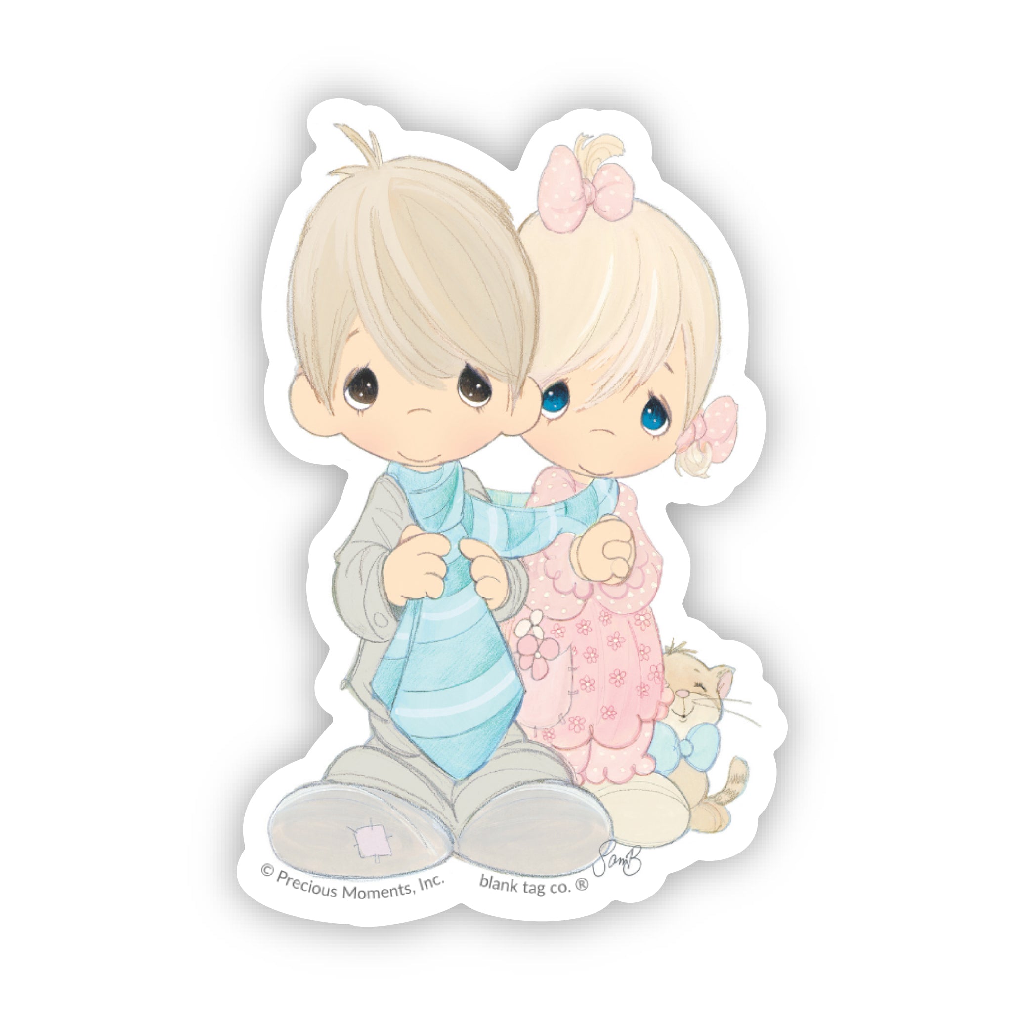 Precious MomentsĀ® Kids Trying On A Tie Sticker