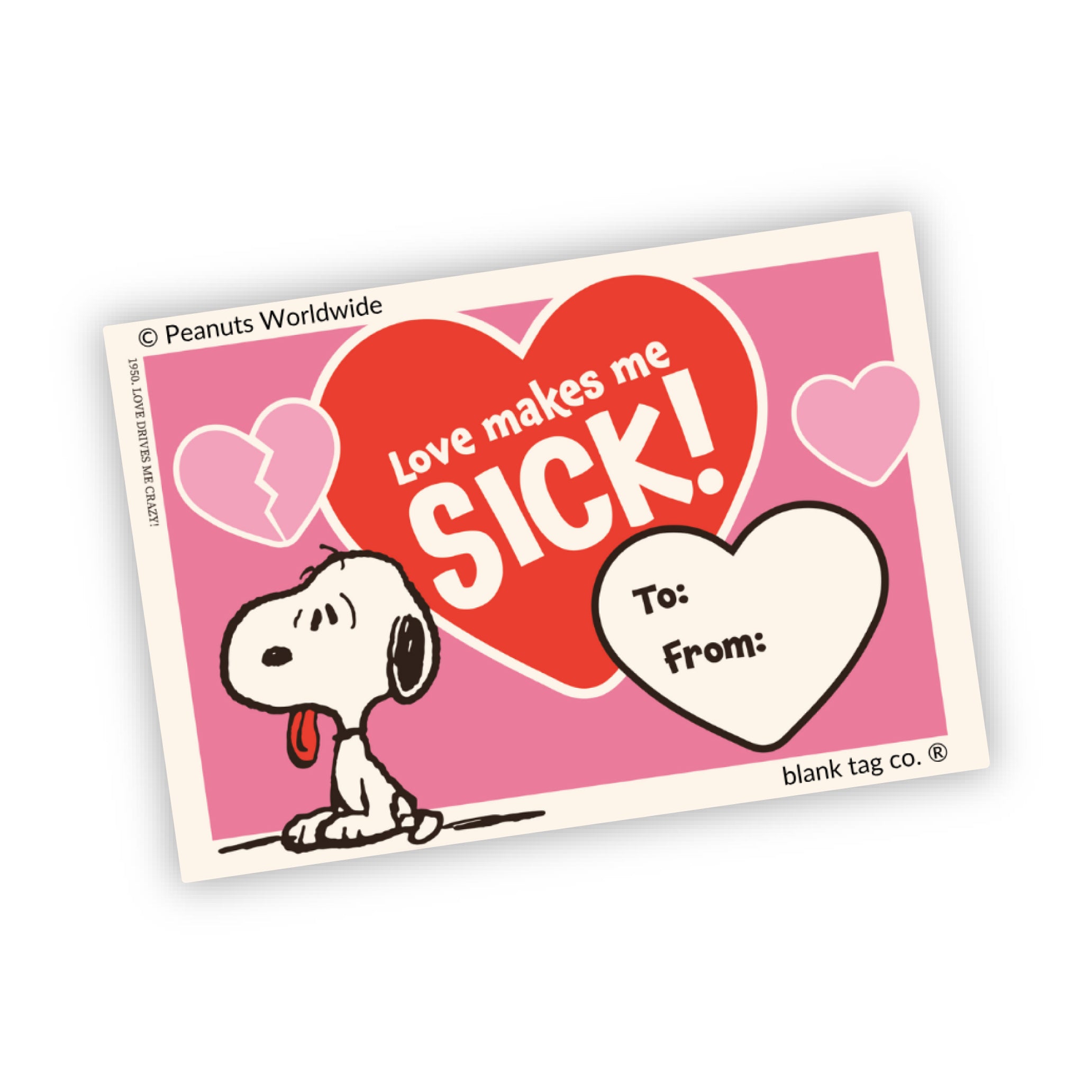 Peanuts® Love Makes Me Sick Waterproof Sticker