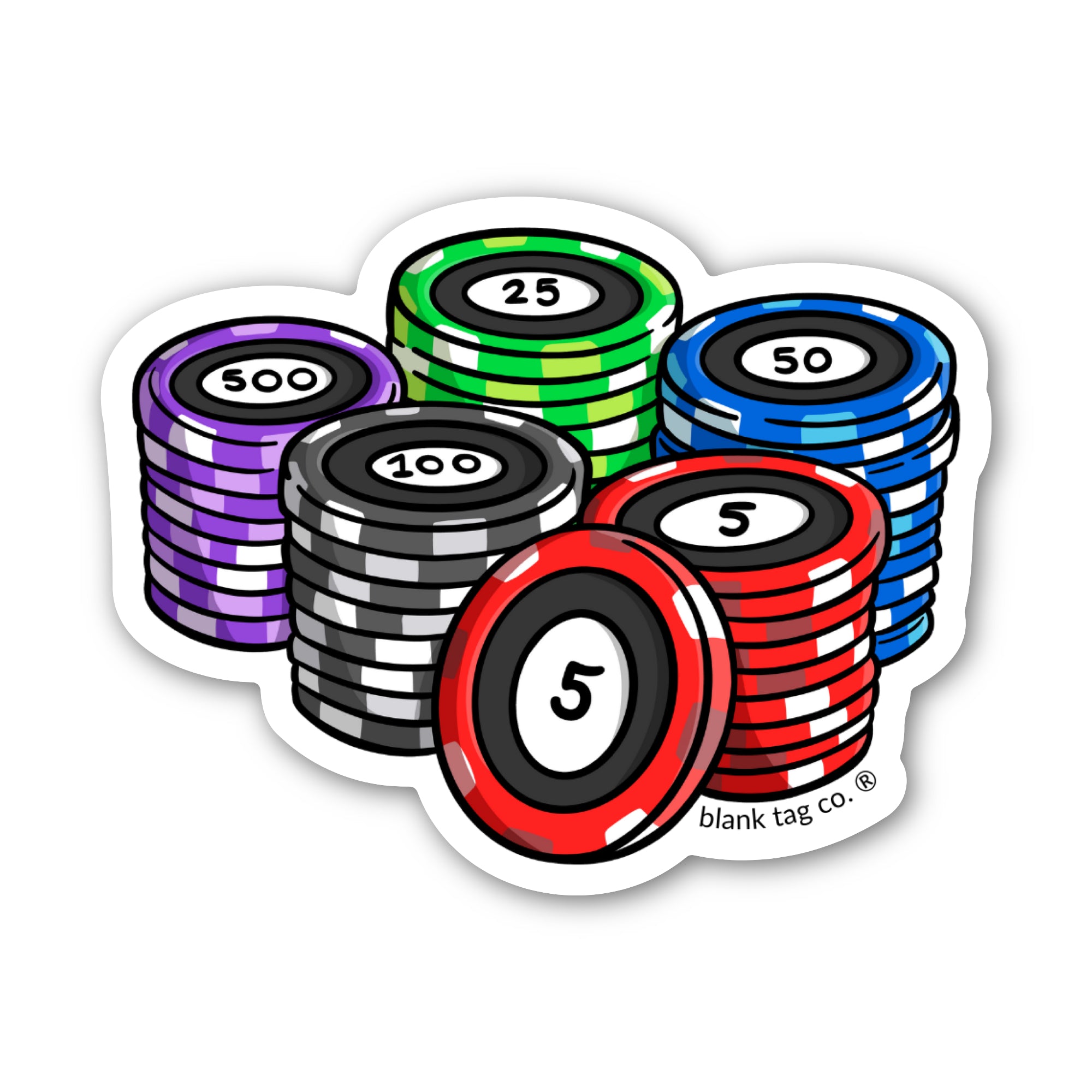 Blank Tag Co.® Poker Chips Waterproof Sticker