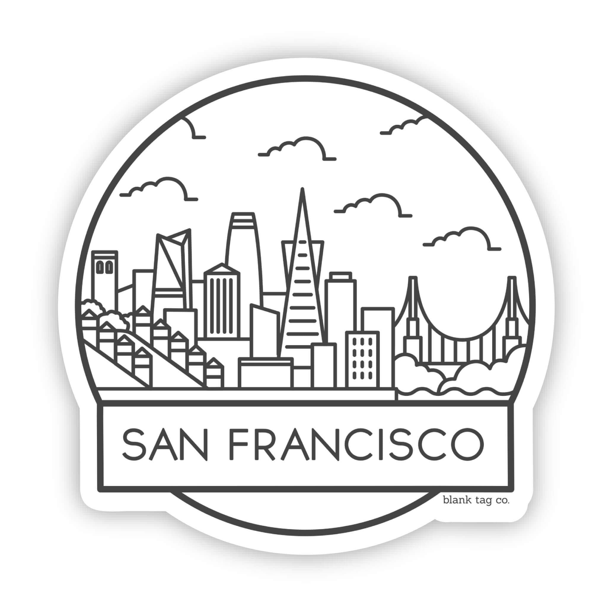 Blank Tag Co.® Waterproof San Francisco Cityscape Sticker