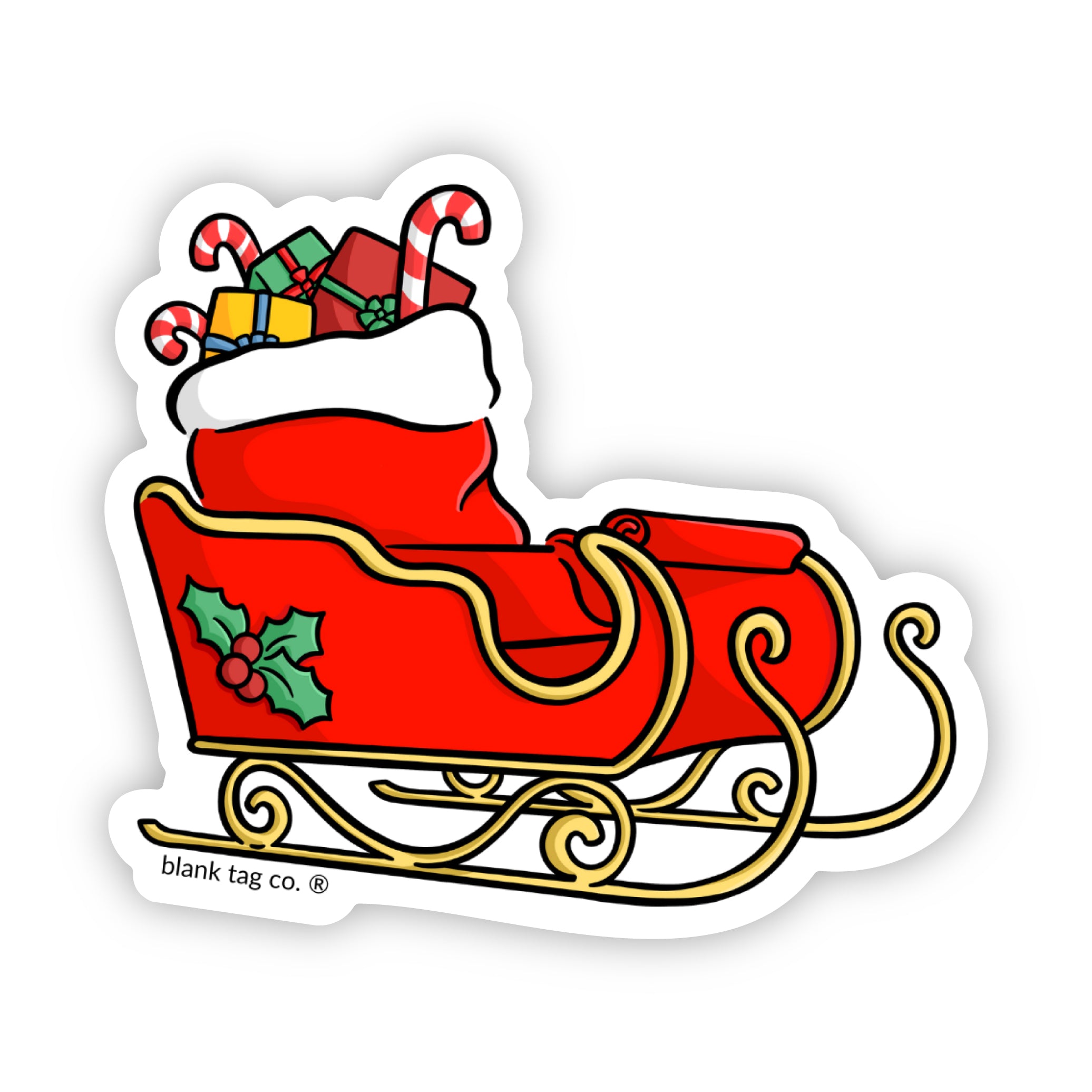 Blank Tag Co.® Waterproof Sticker - Santa Sleigh