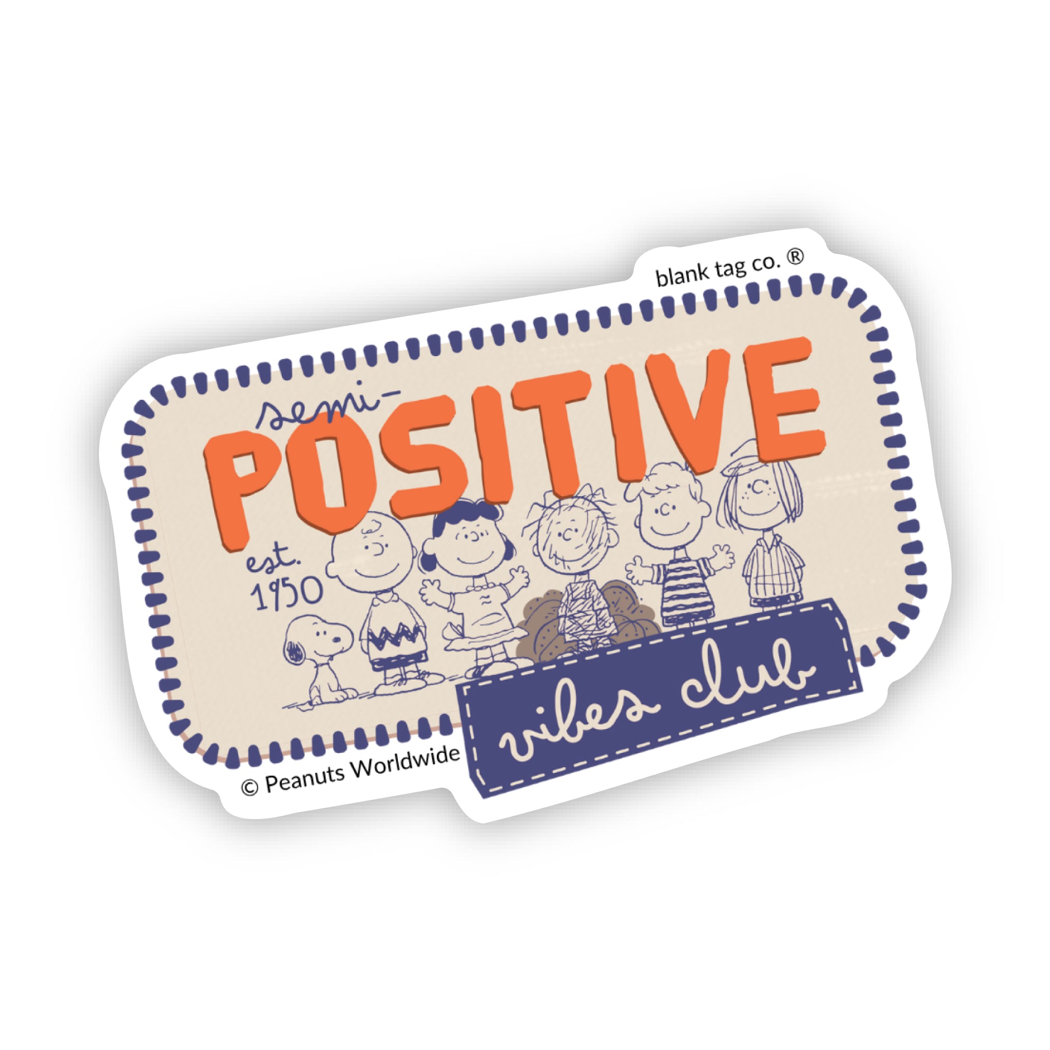 Peanuts® Semi-Positive Vibes Club Waterproof Sticker