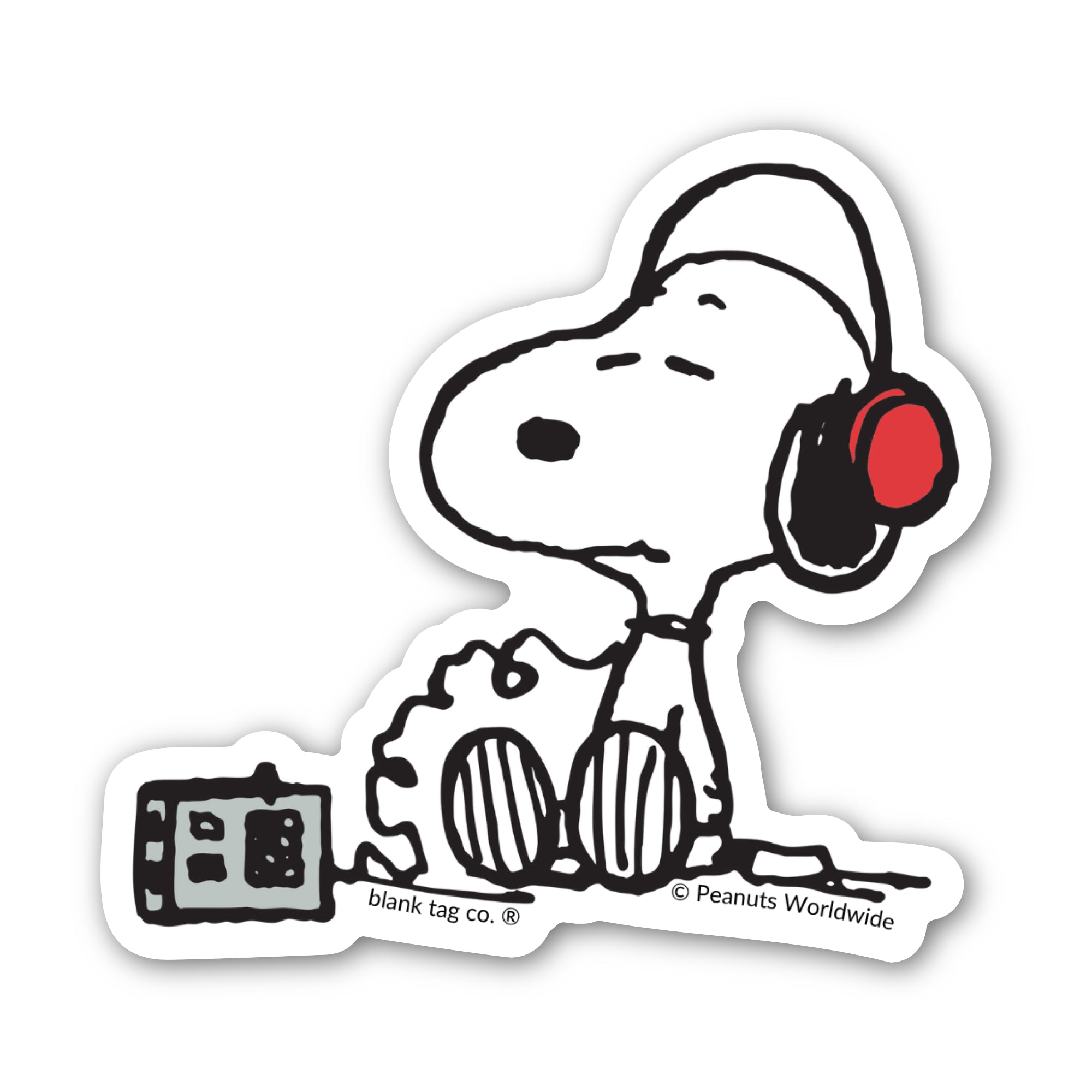 Peanuts® Waterproof Sticker - Snoopy Listening To Music