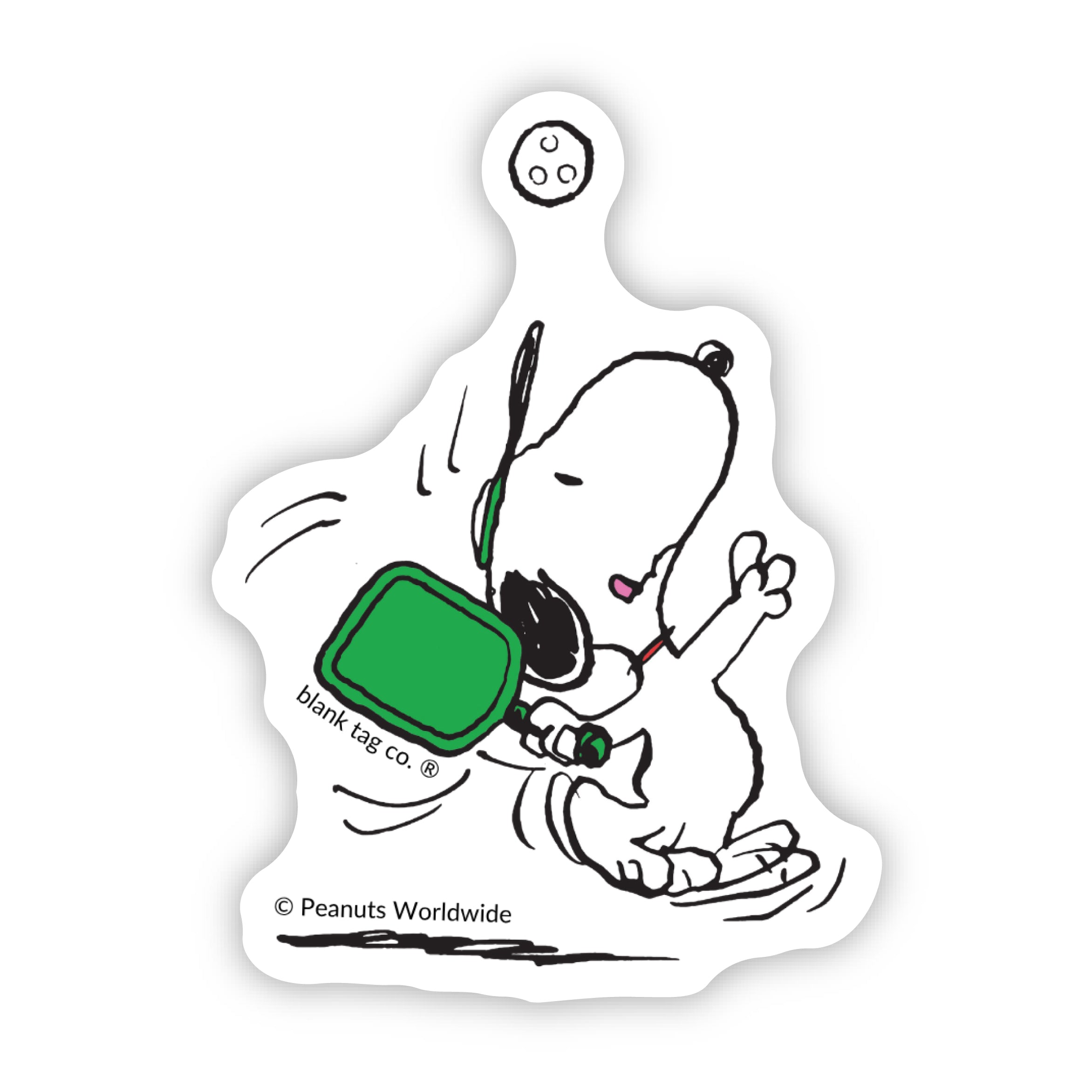 Peanuts® Snoopy Serving A Pickleball Waterproof Sticker
