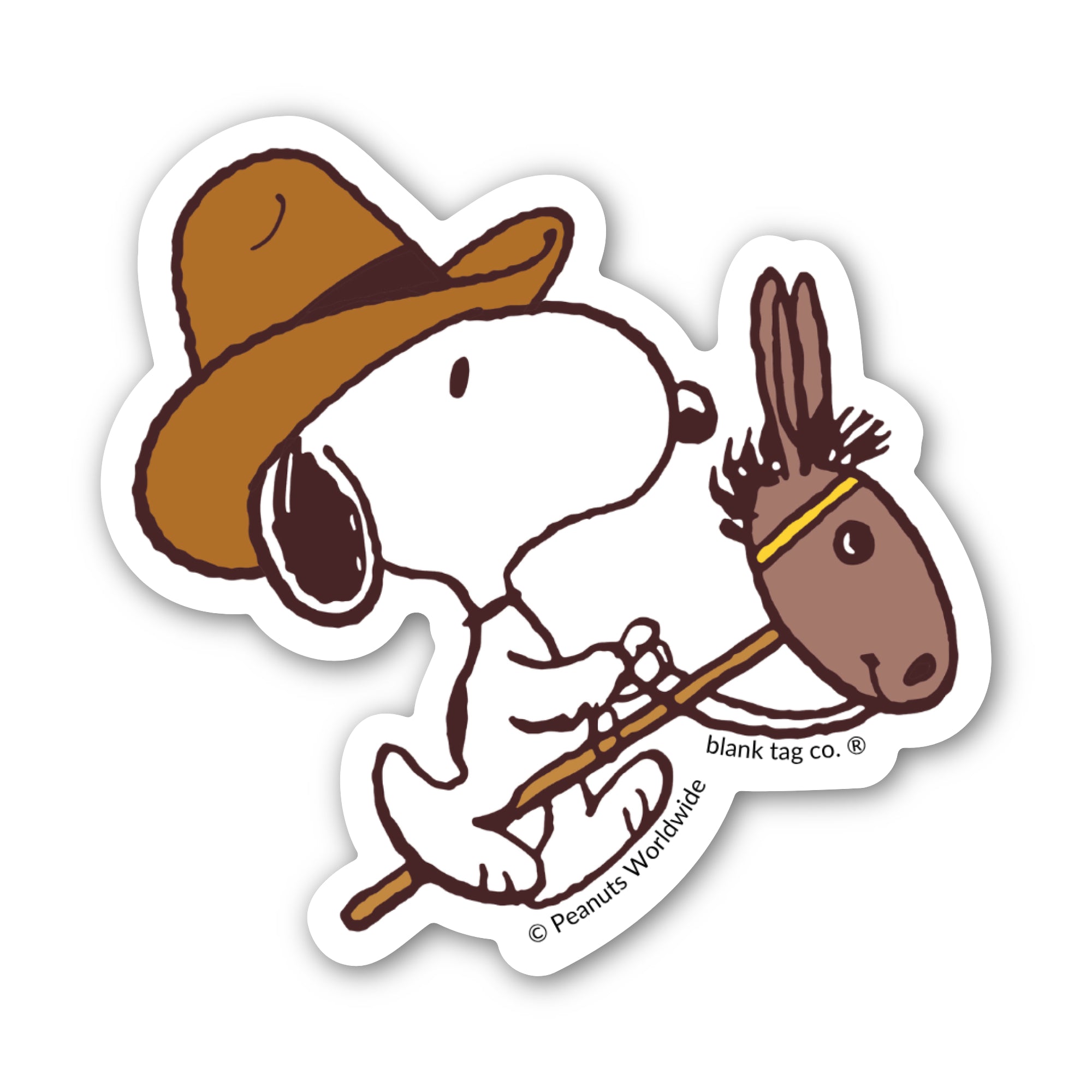 Peanuts® Snoopy With A Hobby Horse Waterproof Sticker