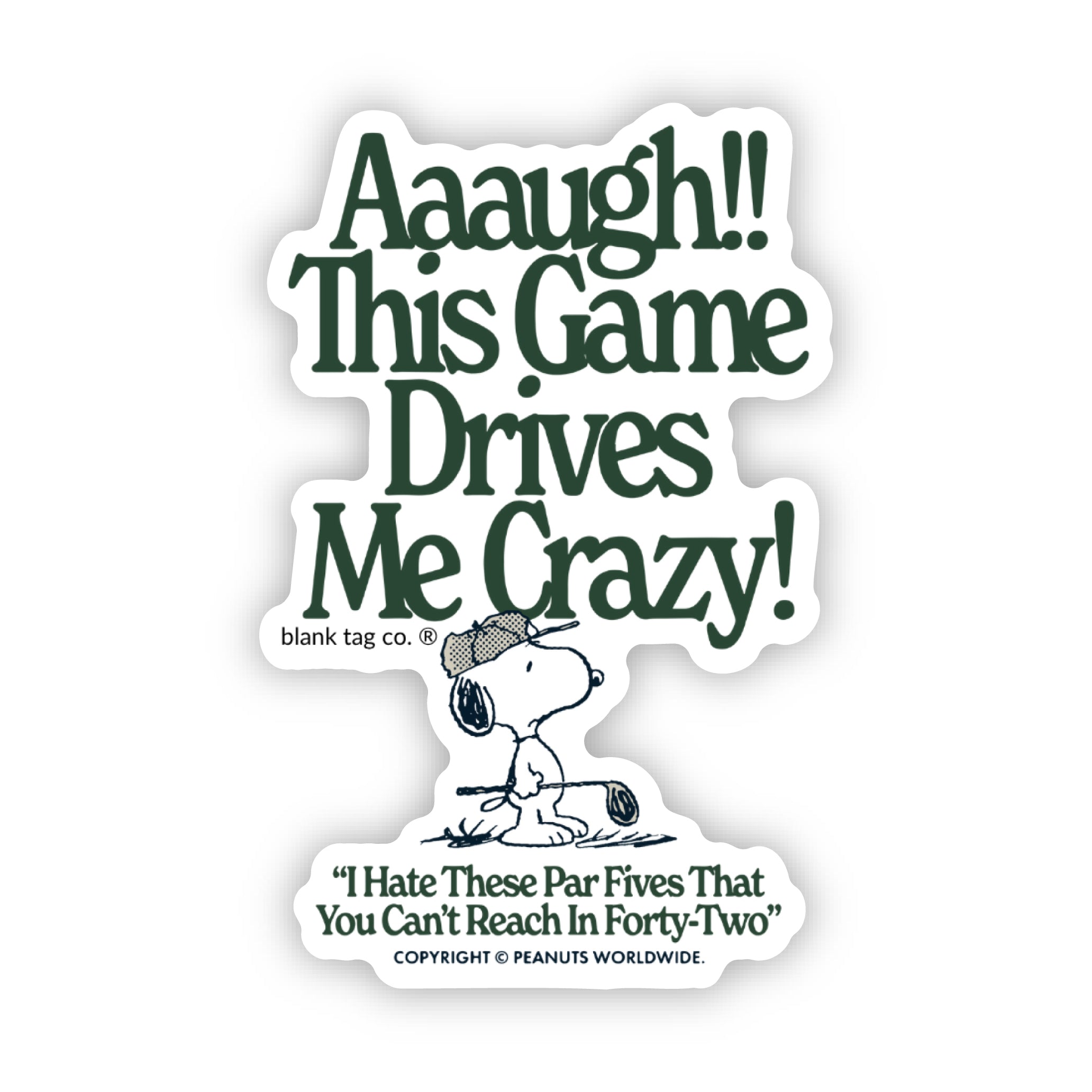 Peanuts® This Game Drives Me Crazy (Golf) Waterproof Sticker