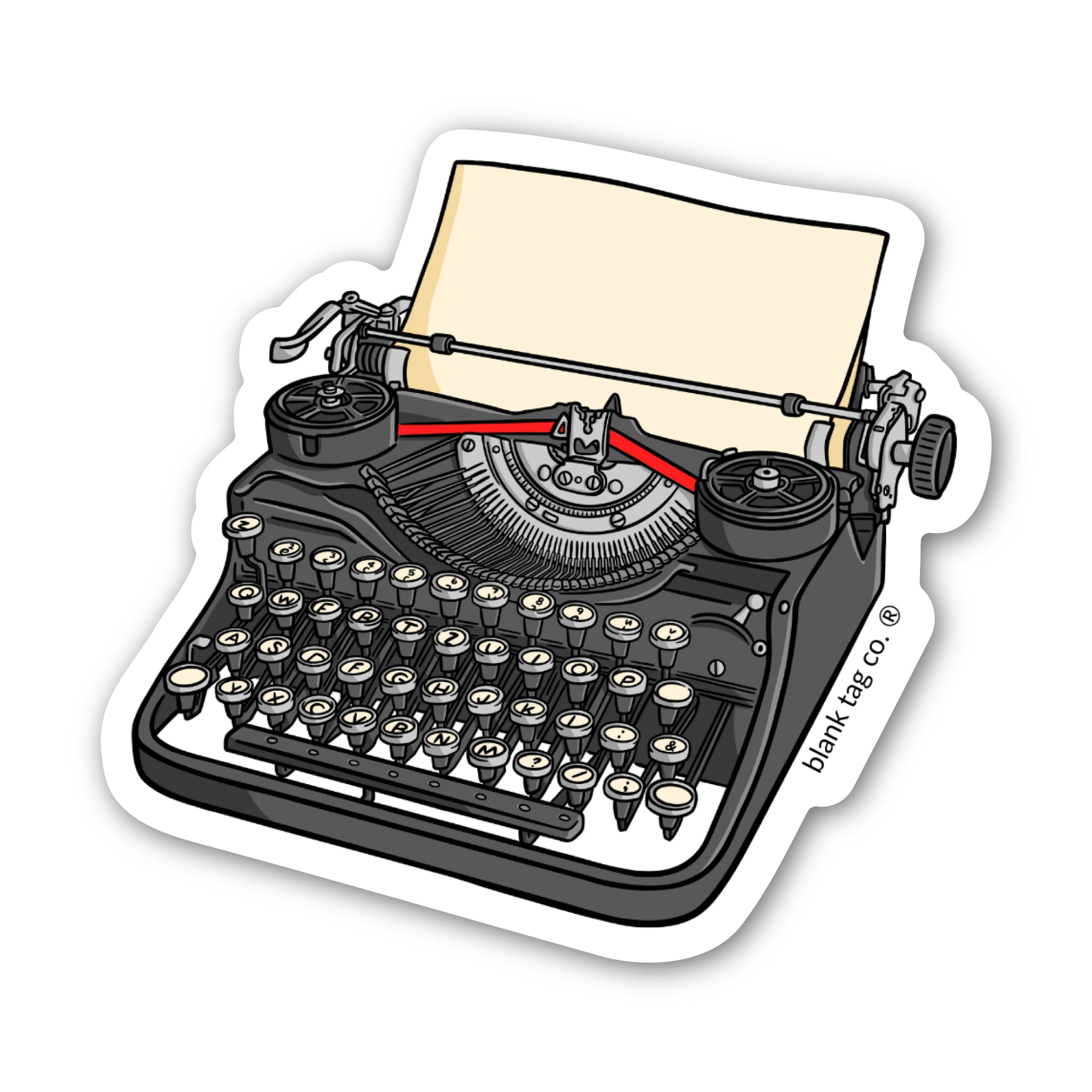 Blank Tag Co.® Vintage Typewriter Waterproof Sticker