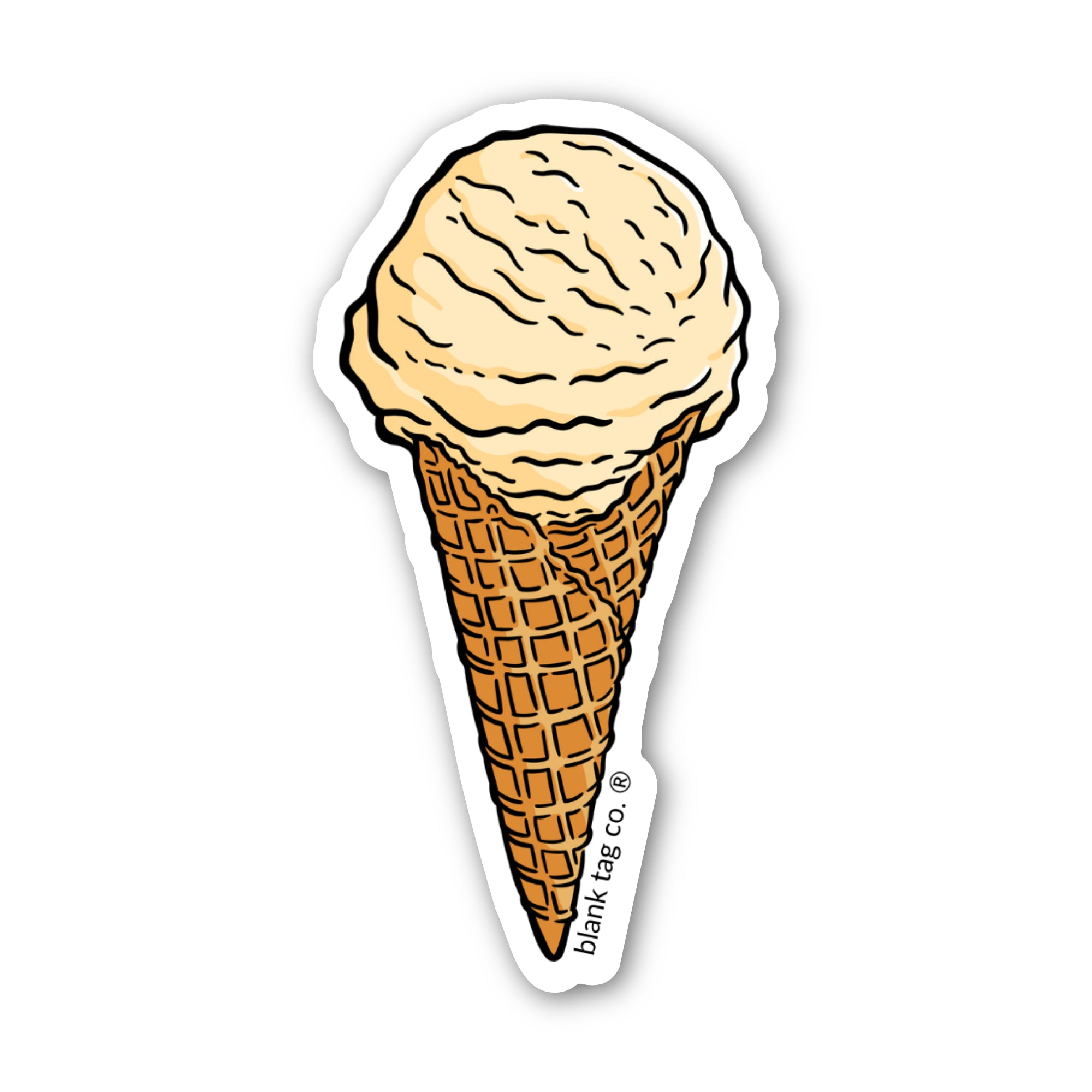 Blank Tag Co.® Waffle Cone Ice Cream Waterproof Sticker