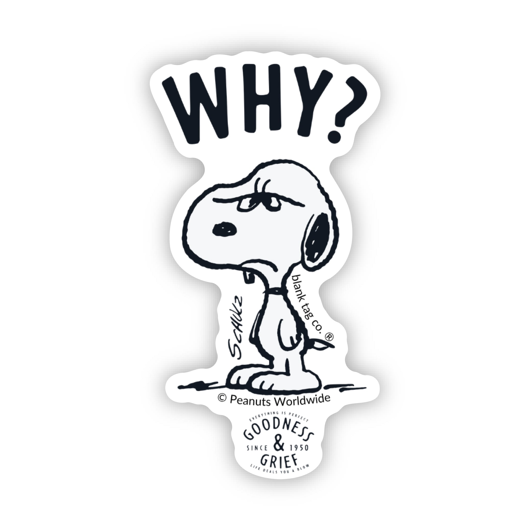 Peanuts® Why? Waterproof Sticker