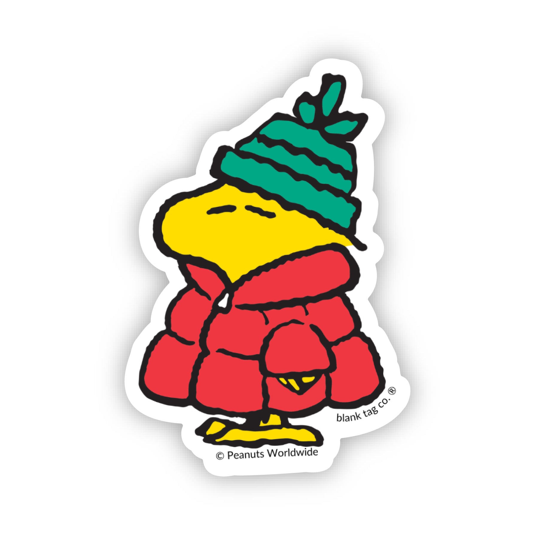 Peanuts® Woodstock With A Puffy Jacket Waterproof Sticker
