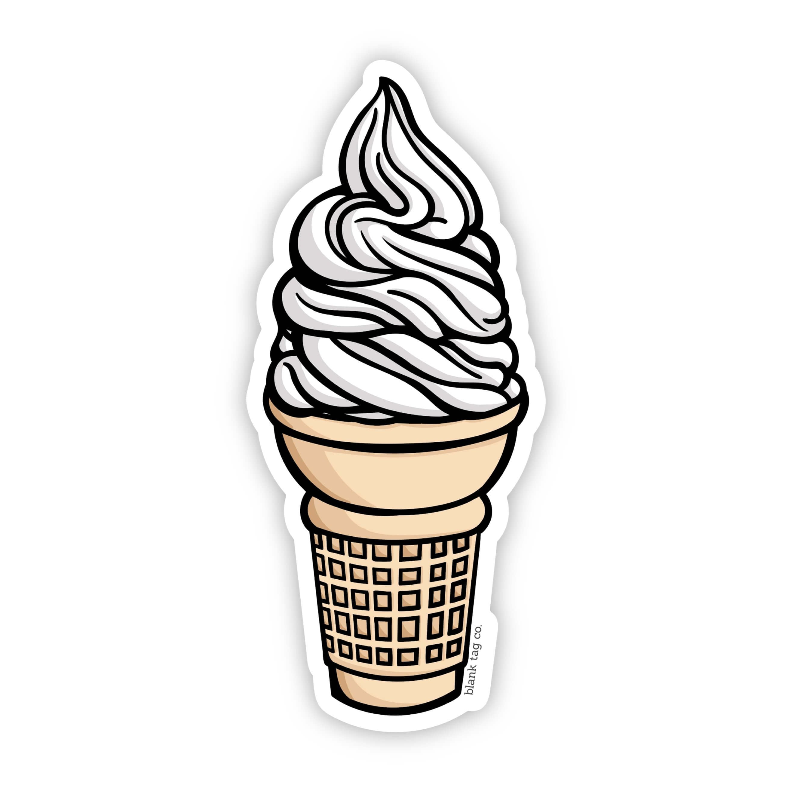Blank Tag Co.® Vanilla Soft Serve Ice Cream Waterproof Sticker