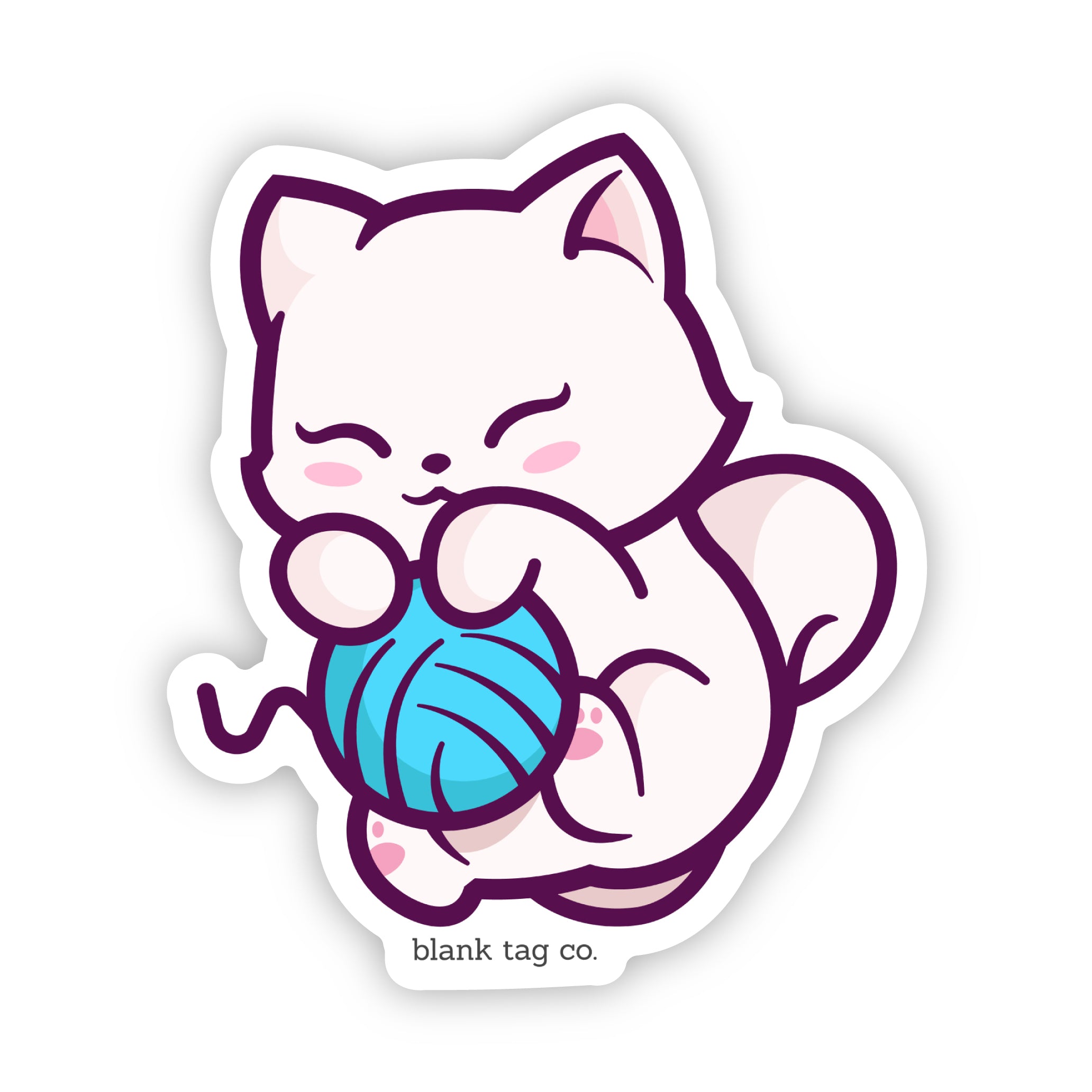 Blank Tag Co.® White Cat Waterproof Sticker