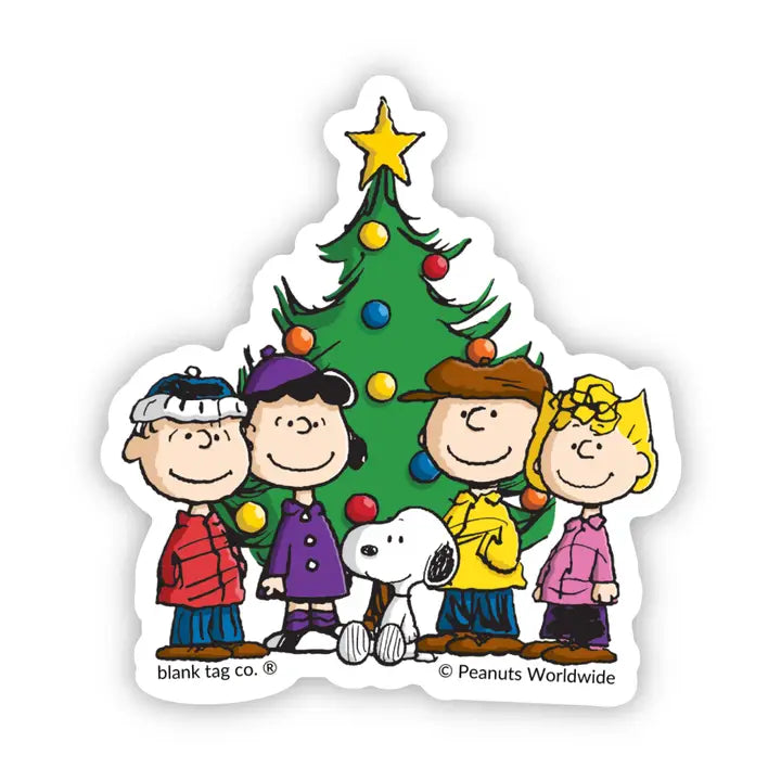 Peanuts® Peanuts Gang With A Christmas Tree Waterproof Sticker