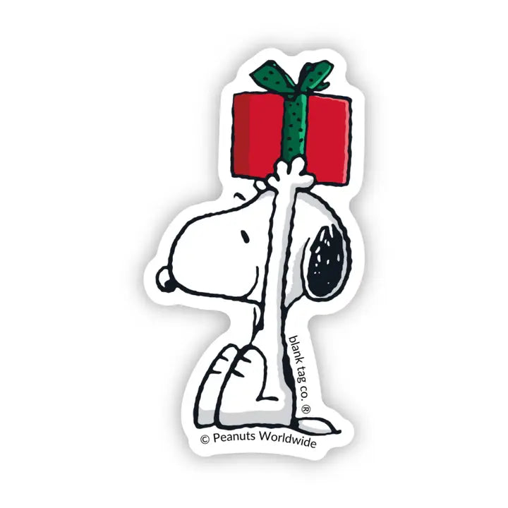 Peanuts® Snoopy With A Gift Waterproof Sticker