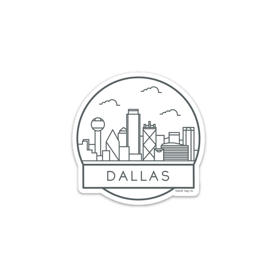 Blank Tag Co.® Waterproof Dallas Cityscape Sticker