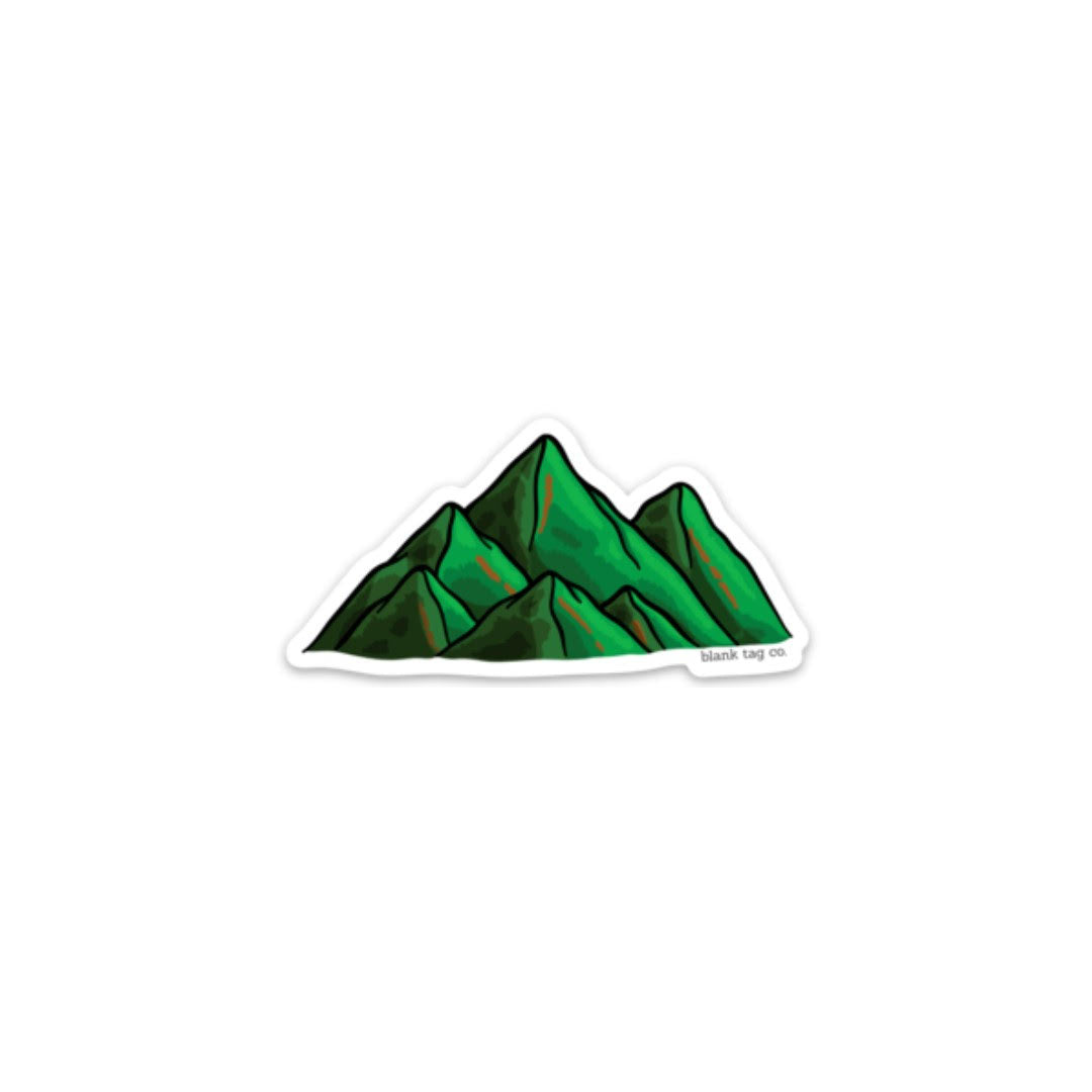 Blank Tag Co.® Waterproof Green Mountains Sticker