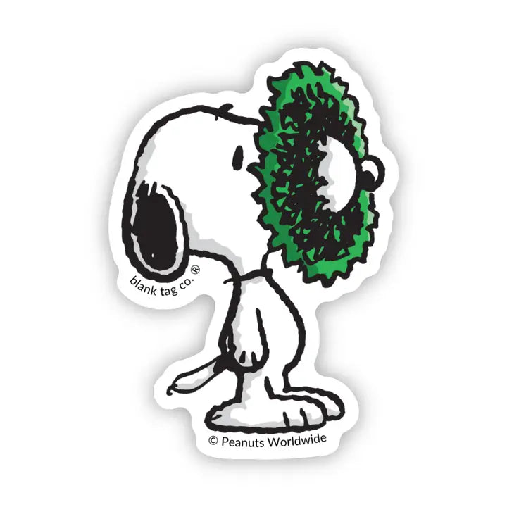 Peanuts® Snoopy With A Wreath Waterproof Sticker